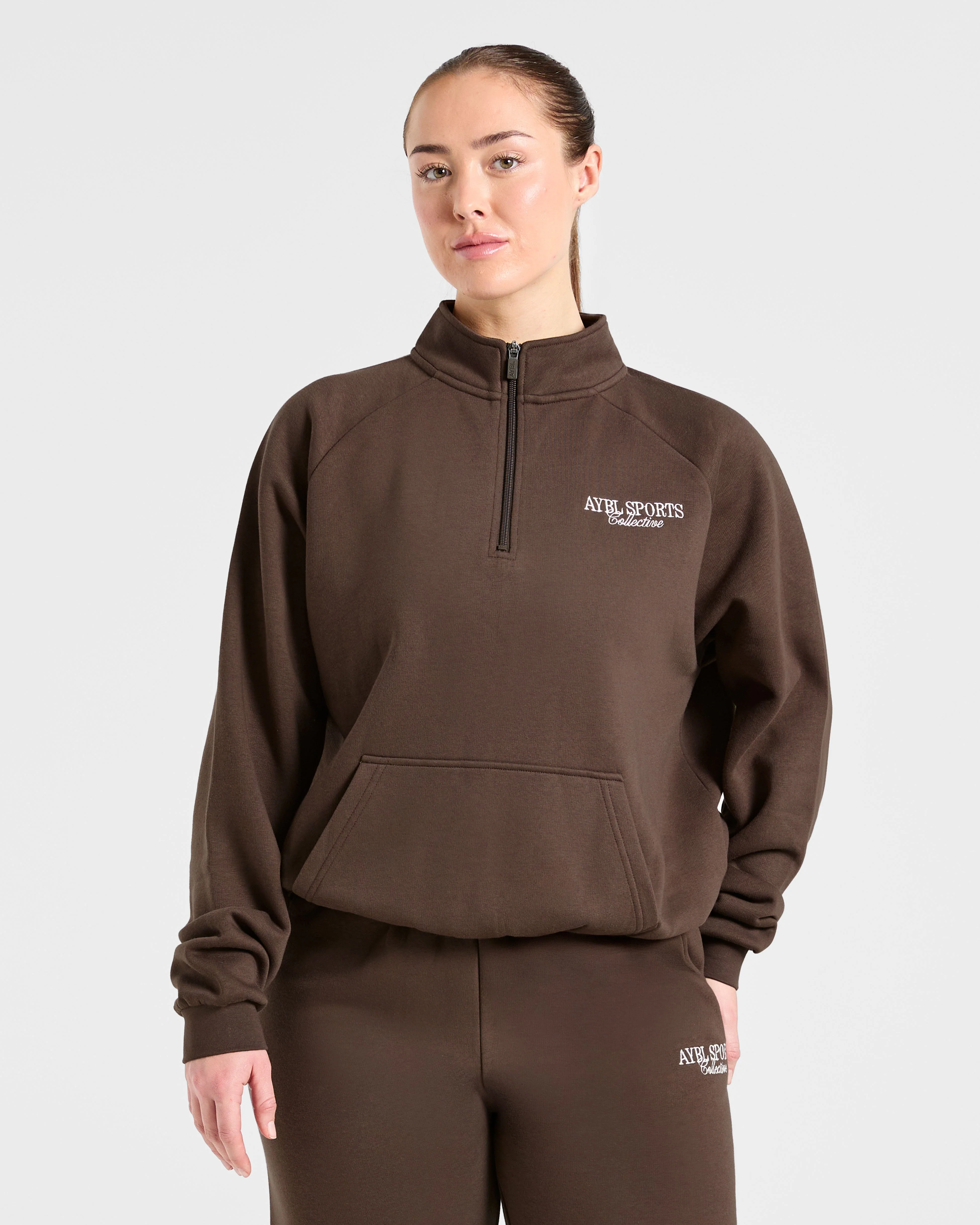 Sports Collective Oversized 1/4 Zip Pullover - Marron - Image 2