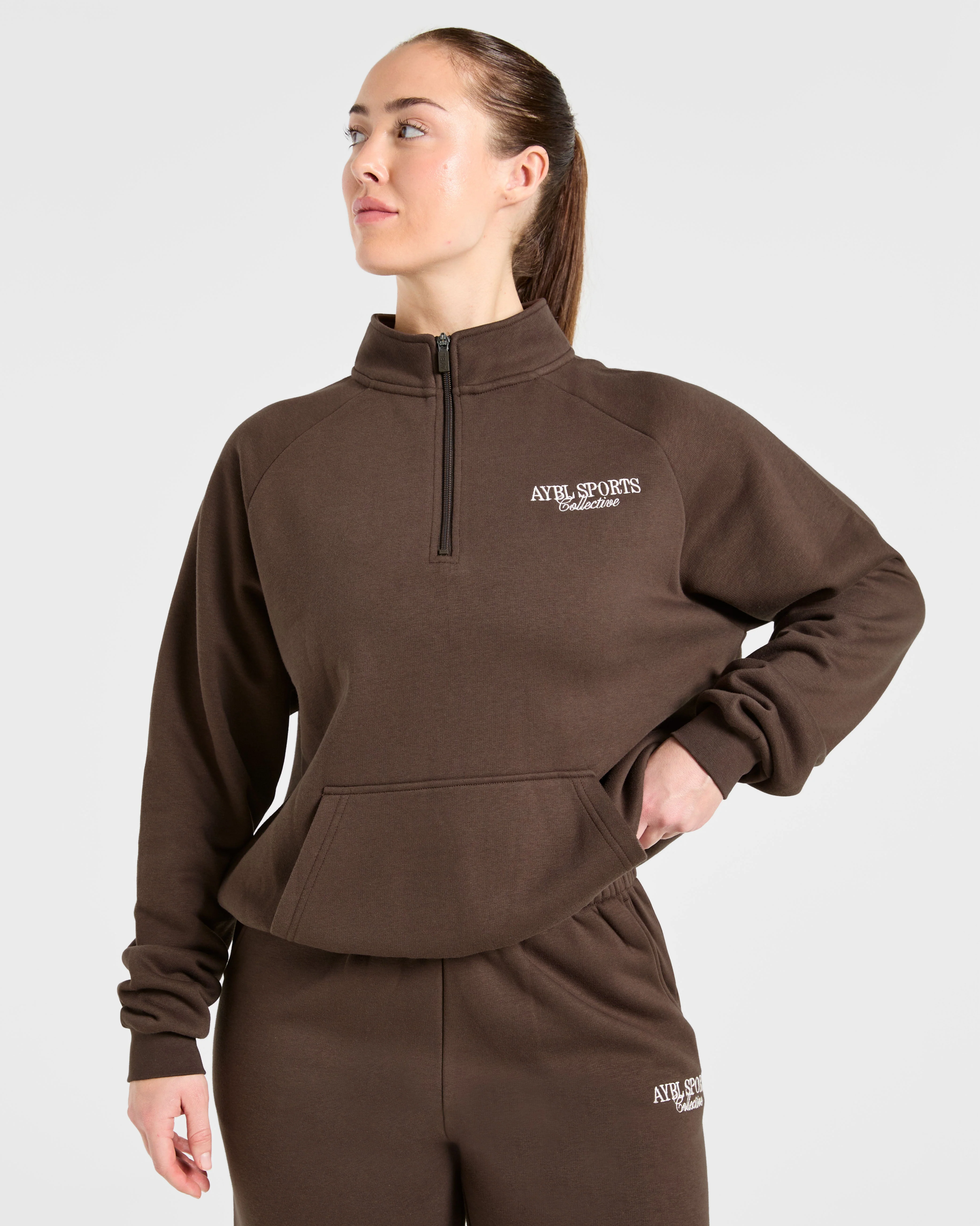 Sports Collective Oversized 1/4 Zip Pullover - Marron - Image 7