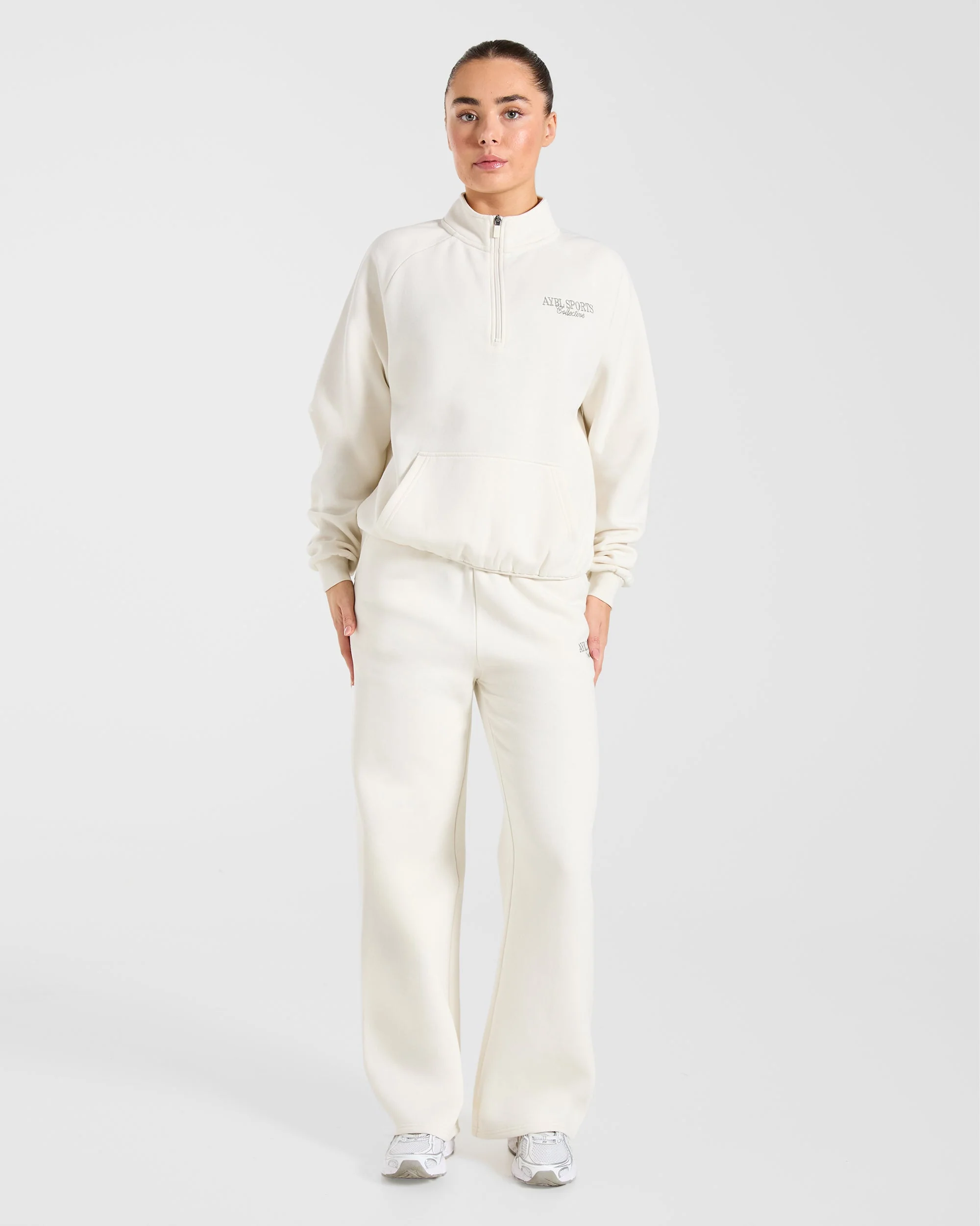 Sports Collective Oversized 1/4 Zip Pullover - Off Blanc/Vert - Image 3