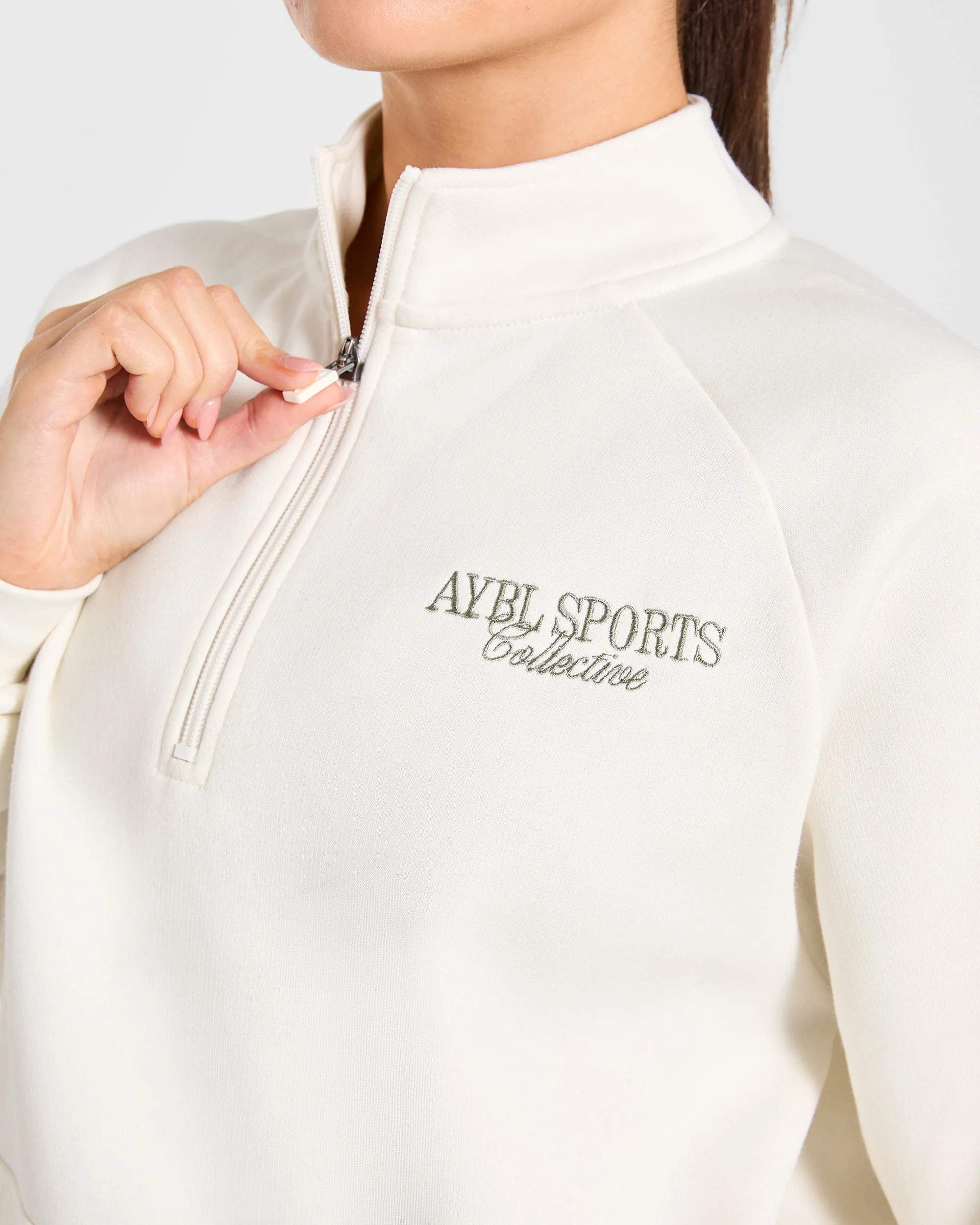 Sports Collective Oversized 1/4 Zip Pullover - Off Blanc/Vert - Image 5