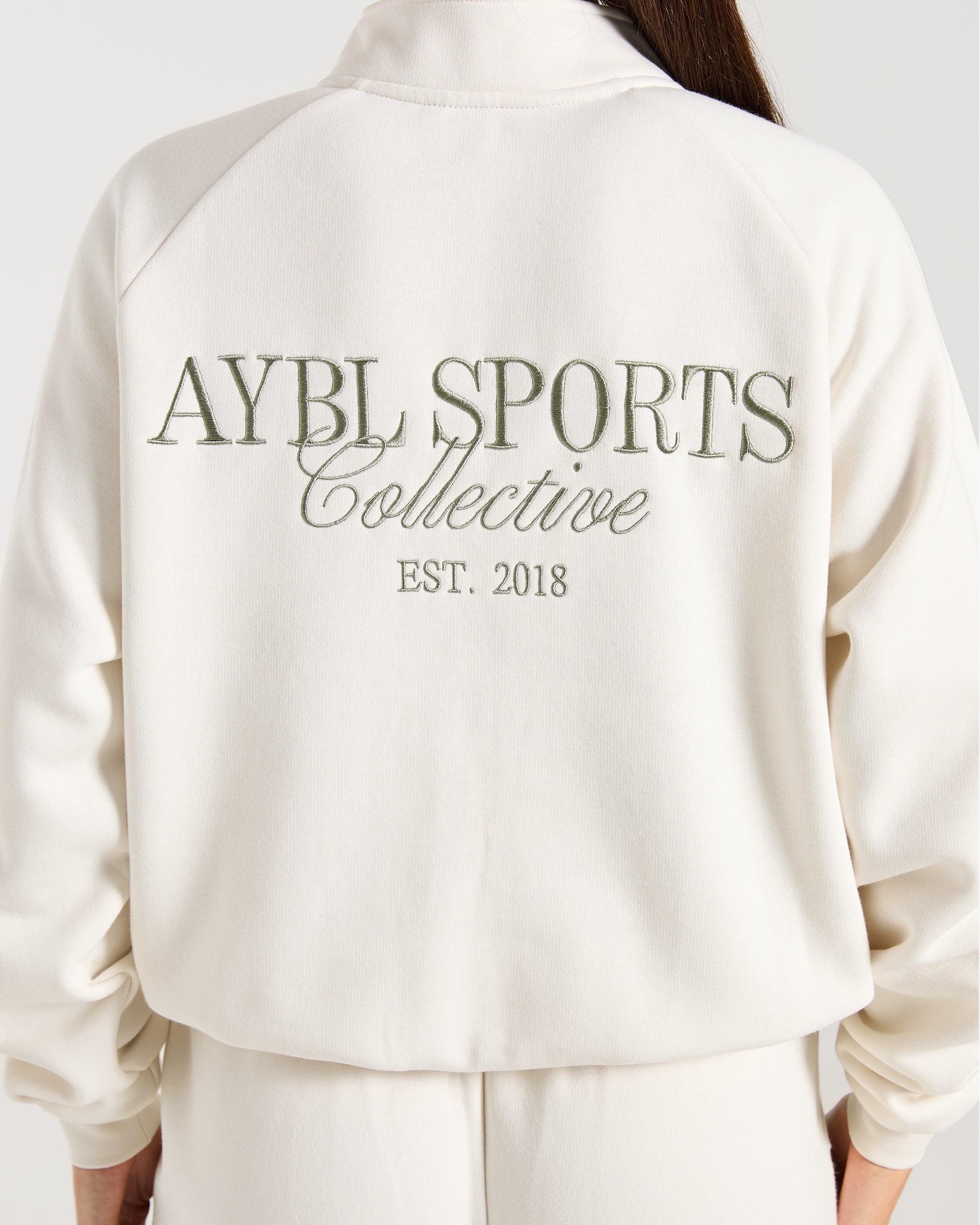 Sports Collective Oversized 1/4 Zip Pullover - Off Blanc/Vert - Image 6