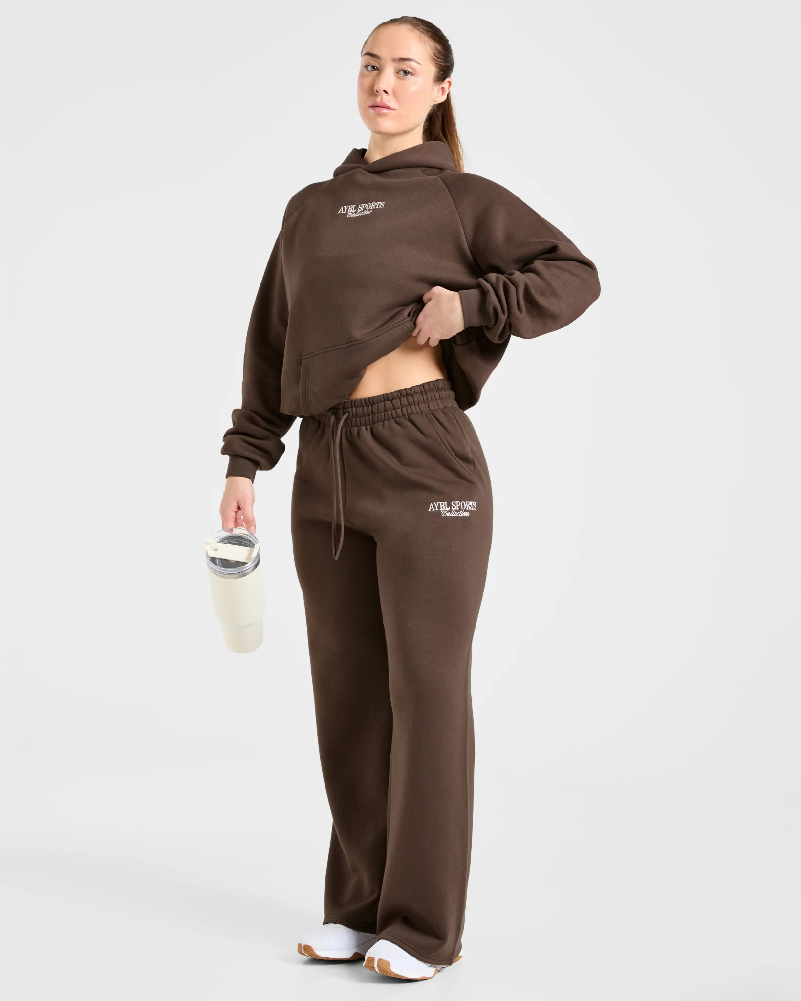 Sports Collective Oversized Straight Leg Joggers - Marron - Image 8