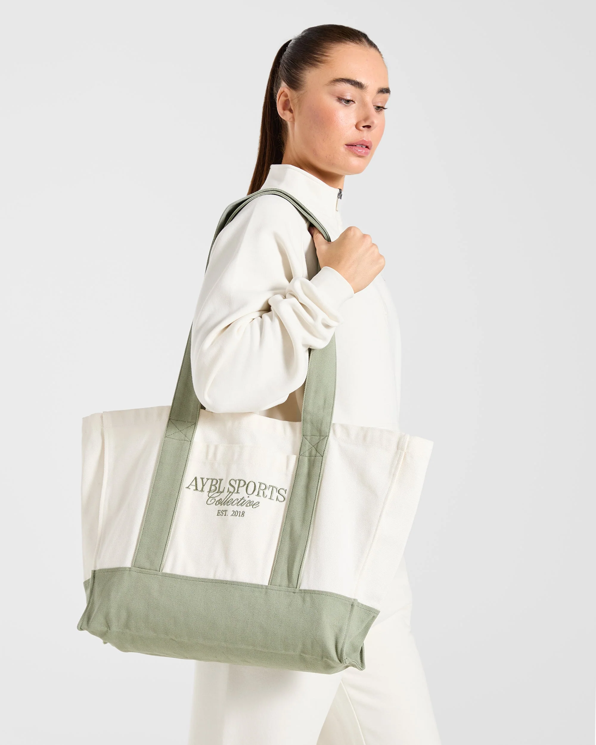 Sports Collective Tote Bag - Off Blanc/Vert - Image 2