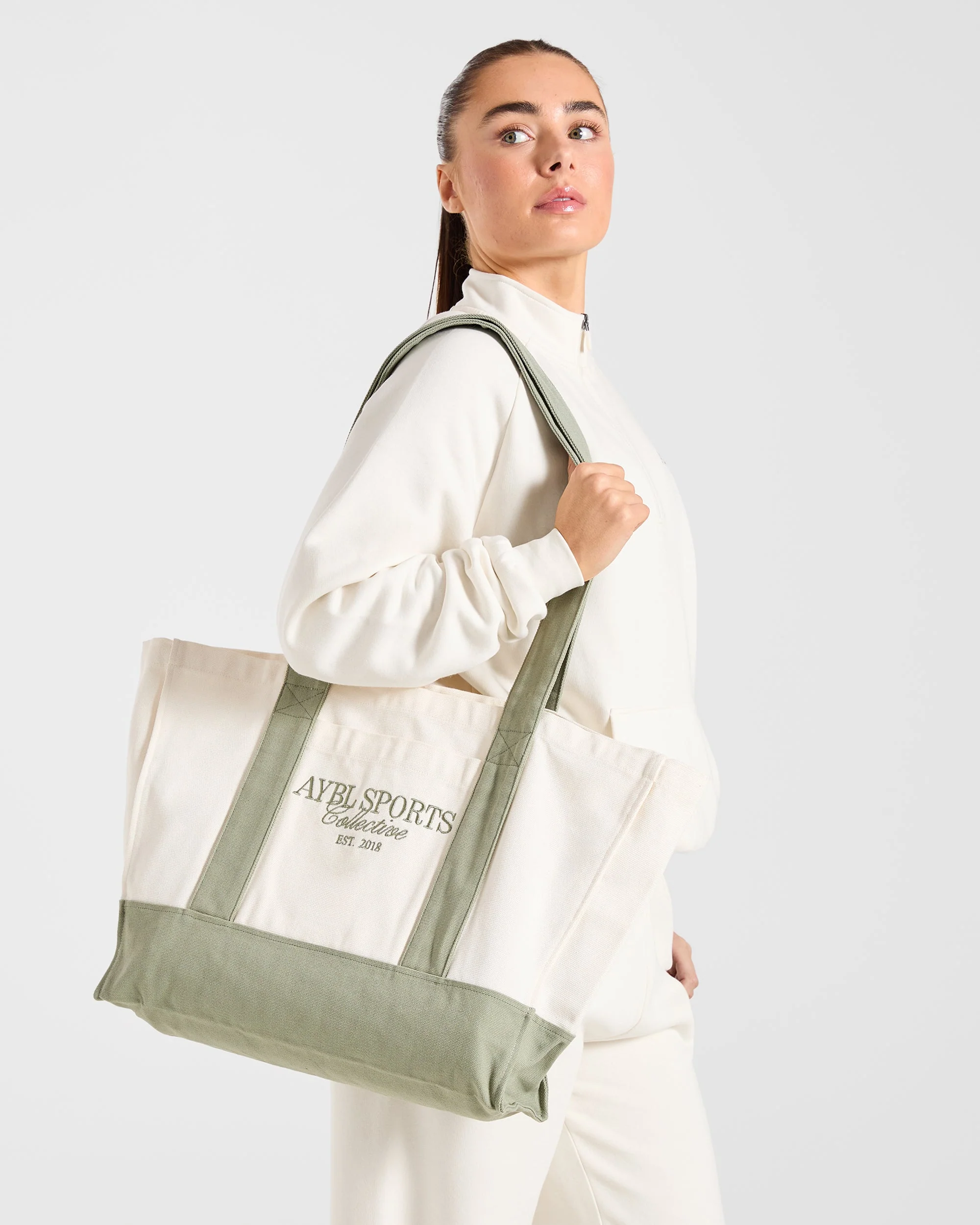 Sports Collective Tote Bag - Off Blanc/Vert - Image 4
