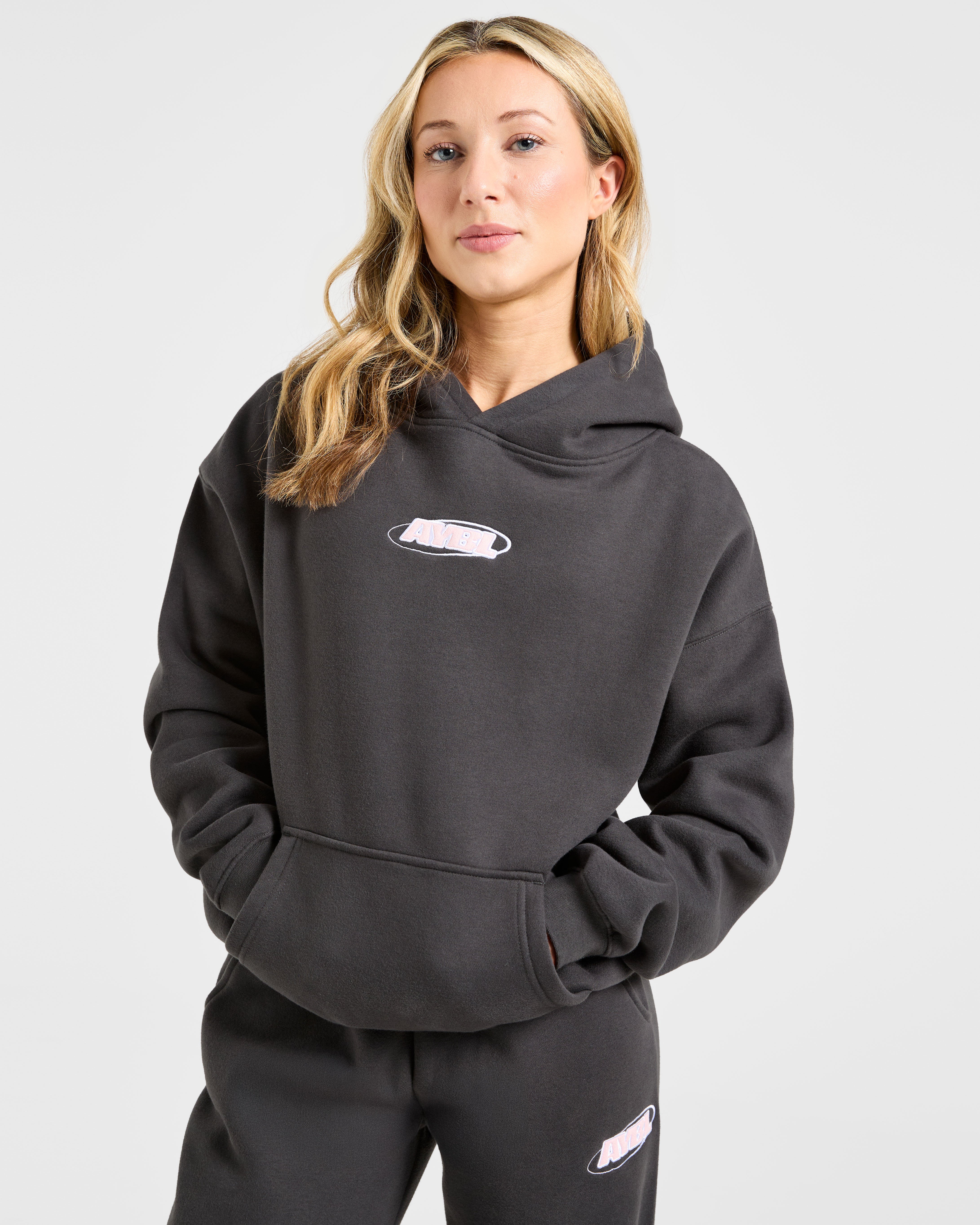 Sports Essentials Oversized Hoodie - Charcoal/Rose - Image 7