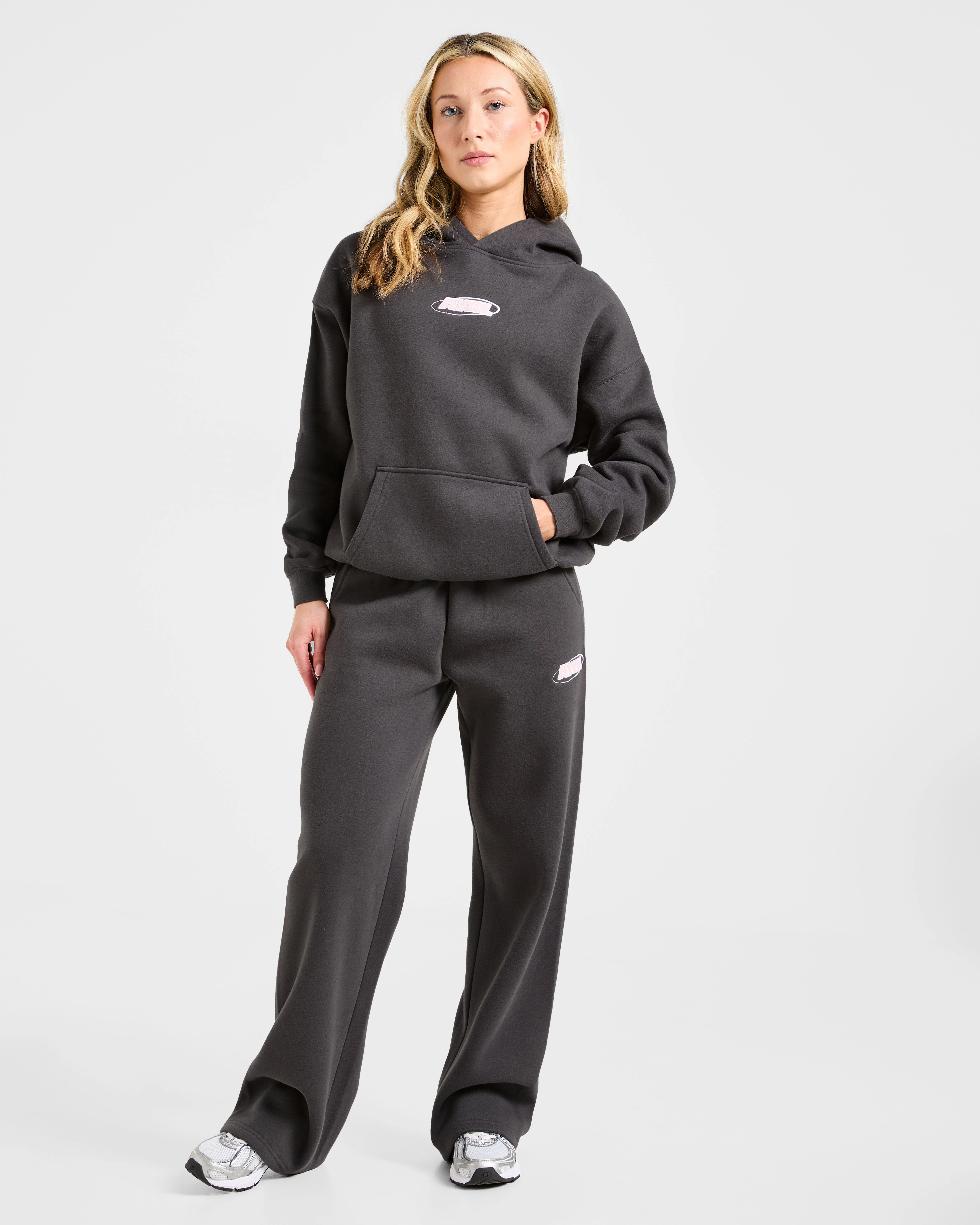 Sports Essentials Oversized Straight Leg Joggers - Charcoal/Rose - Image 3