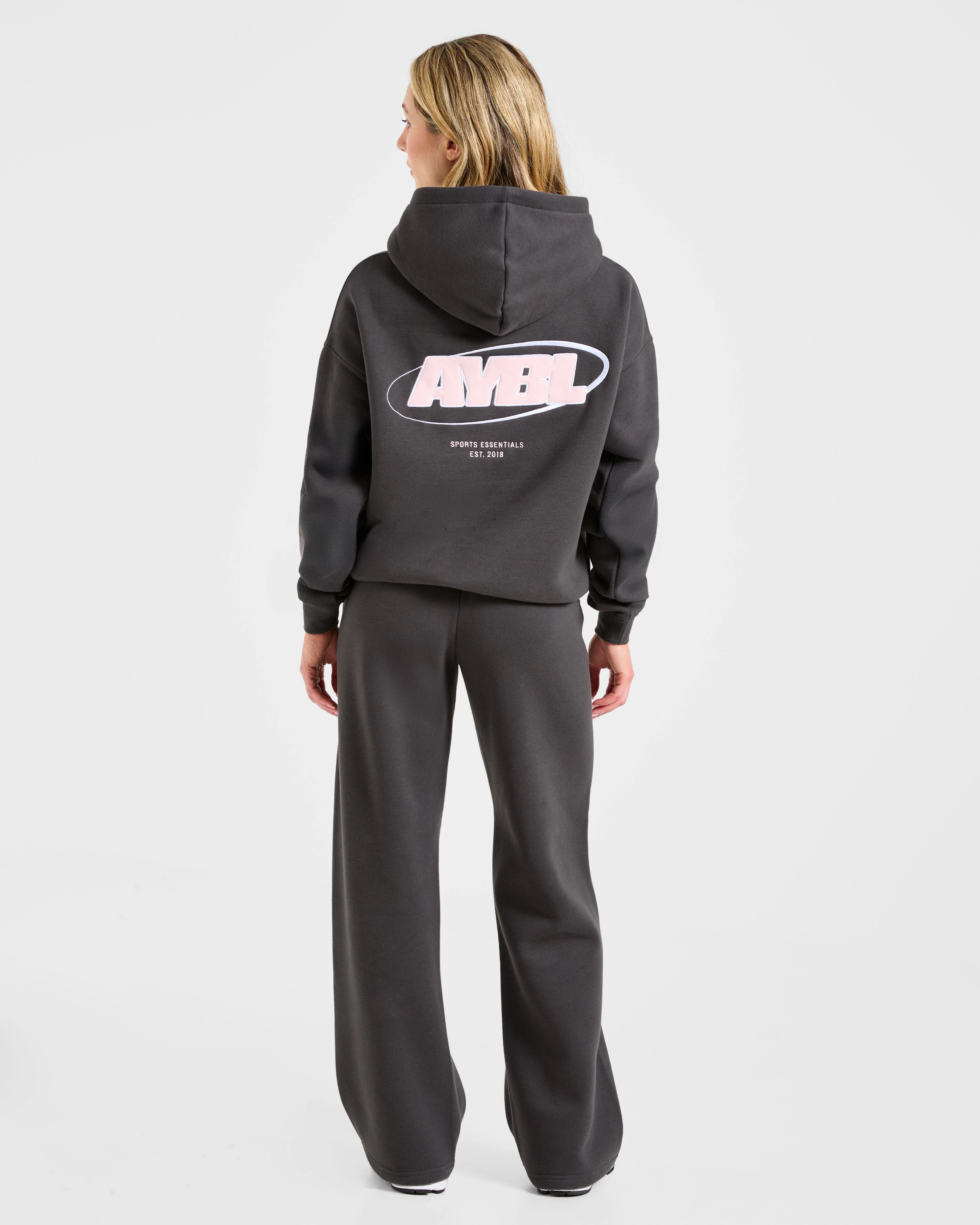 Sports Essentials Oversized Straight Leg Joggers - Charcoal/Rose - Image 4