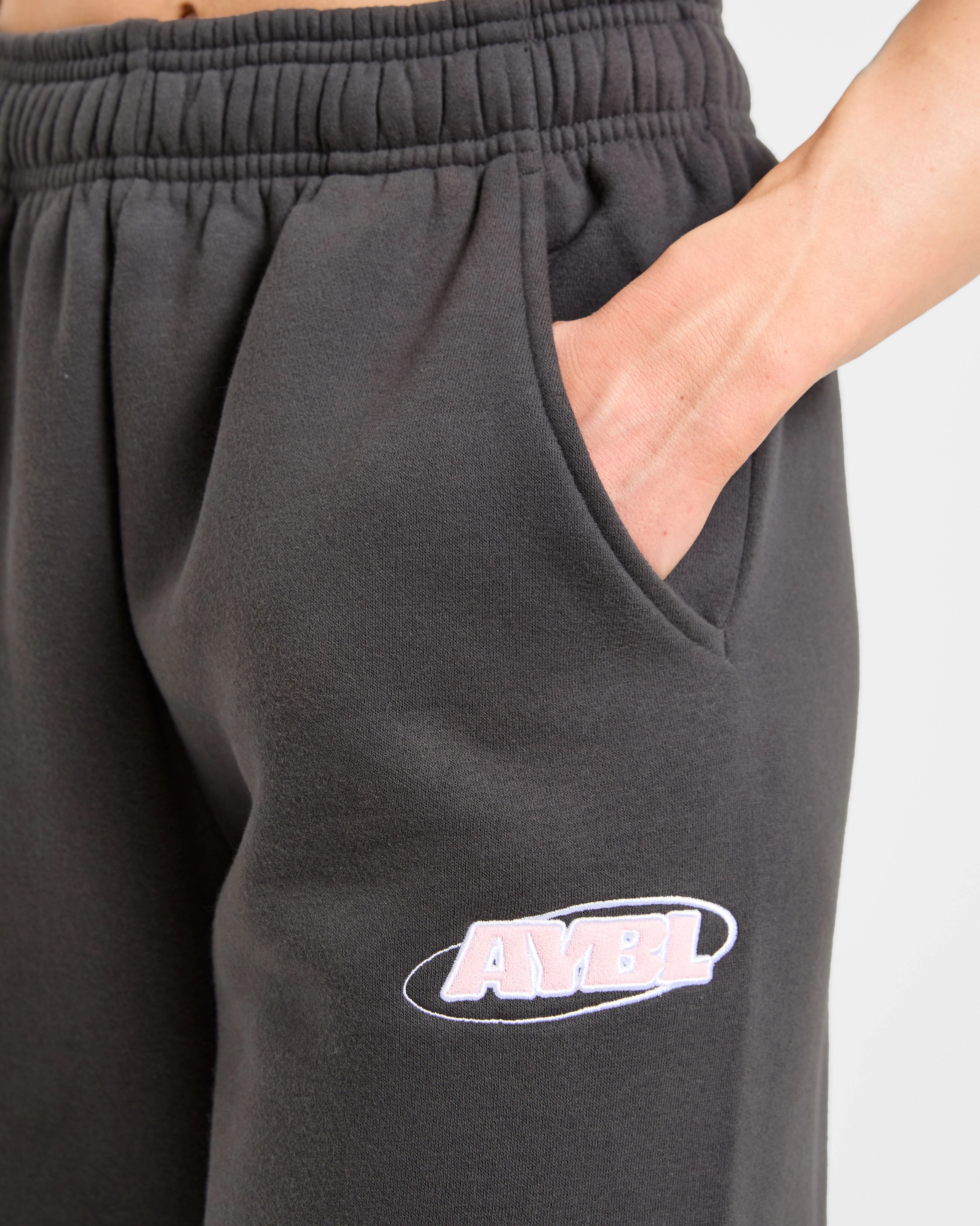Sports Essentials Oversized Straight Leg Joggers - Charcoal/Rose - Image 5