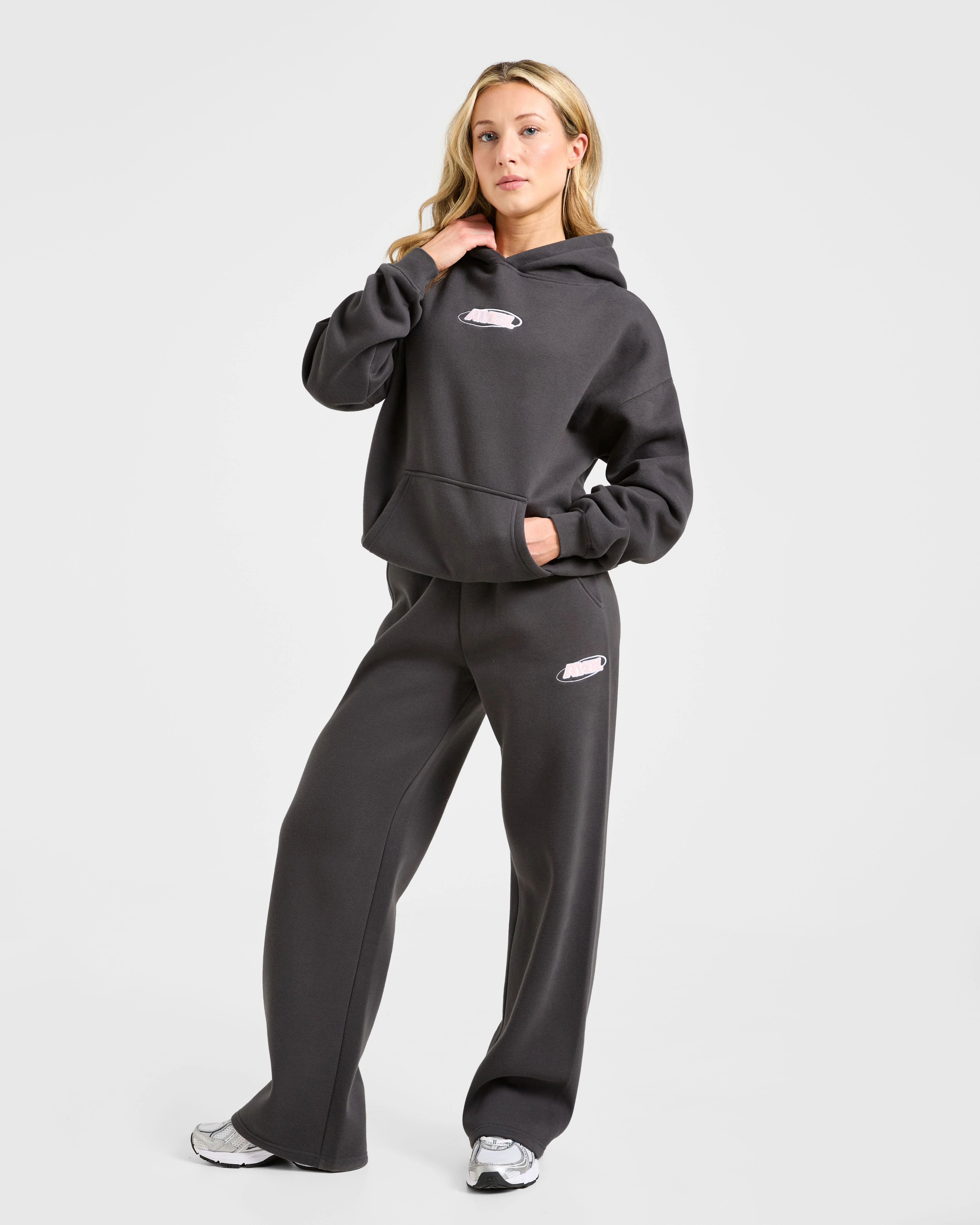 Sports Essentials Oversized Straight Leg Joggers - Charcoal/Rose - Image 8