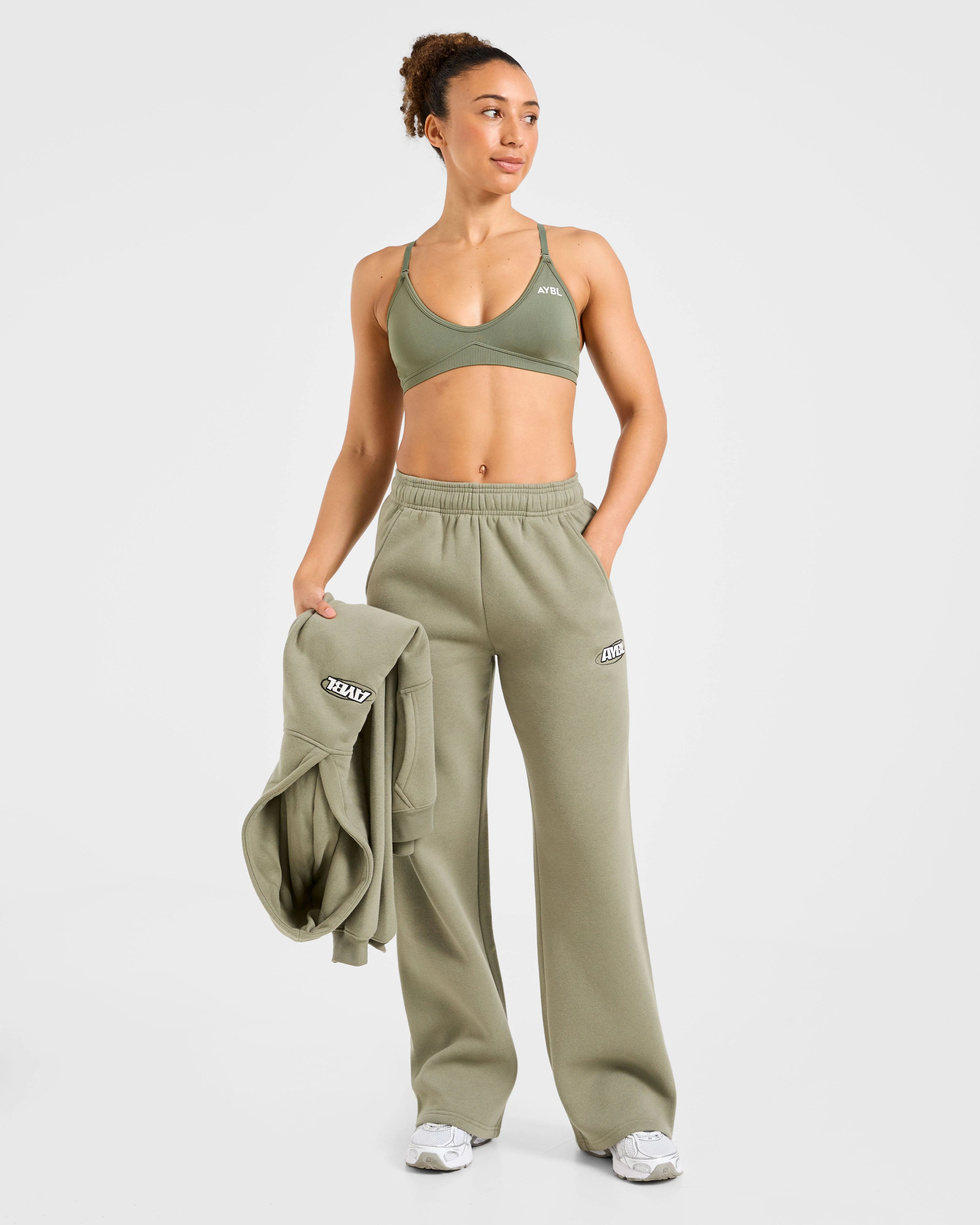 Sports Essentials Oversized Straight Leg Joggers - Muted Olive - Image 8