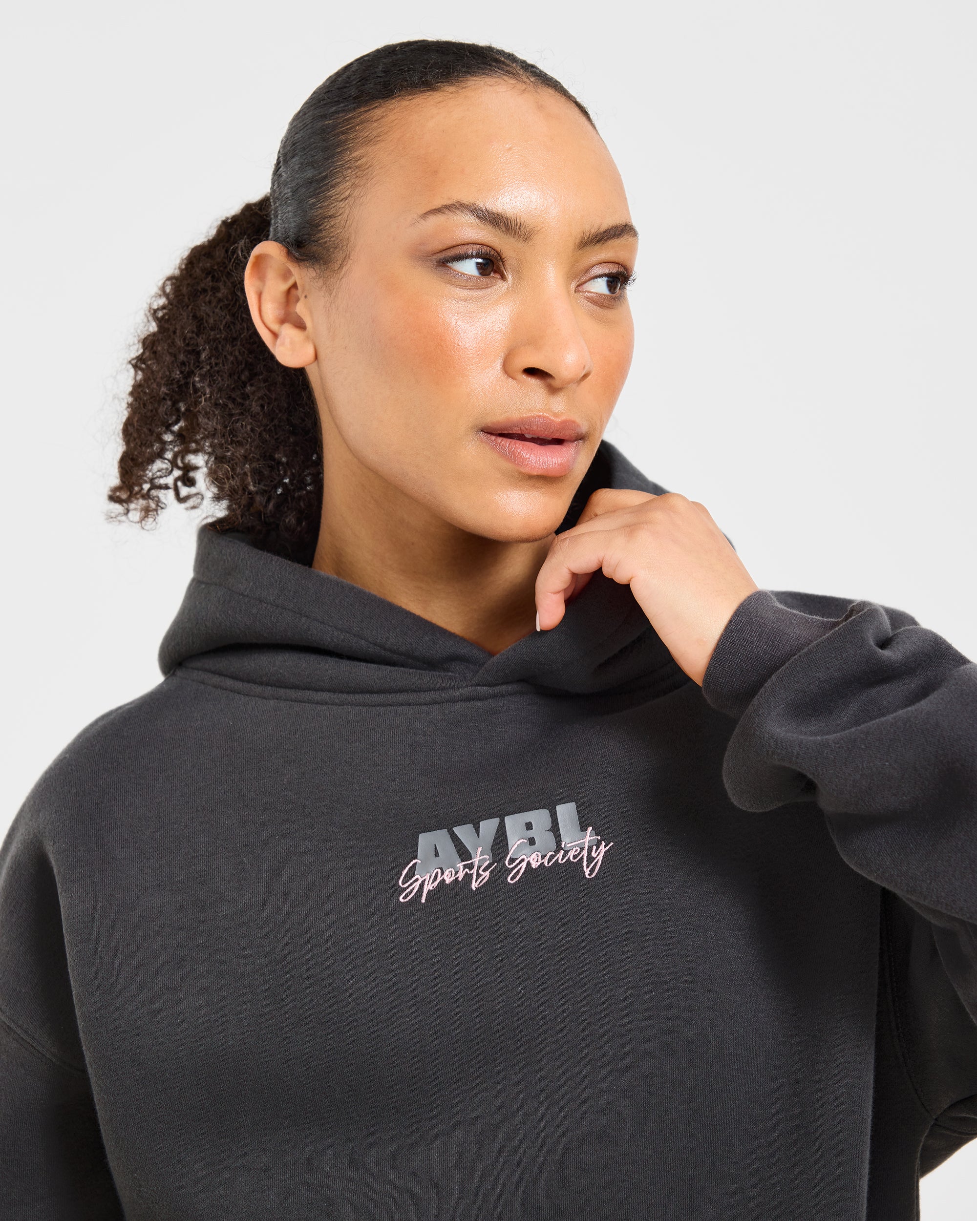 Sports Society Oversized Hoodie - Charcoal - Image 8