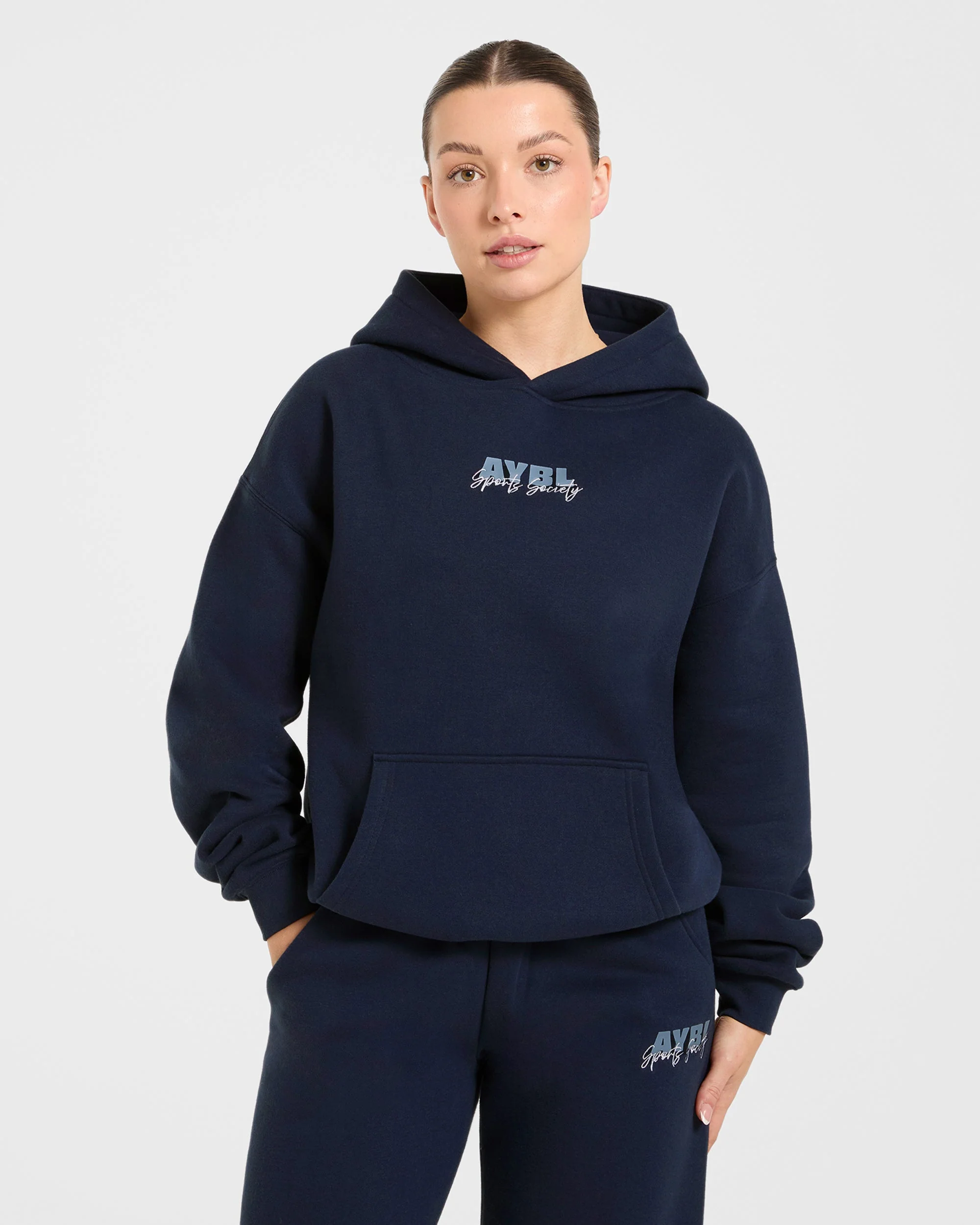 Sports Society Oversized Hoodie - Navy - Image 2