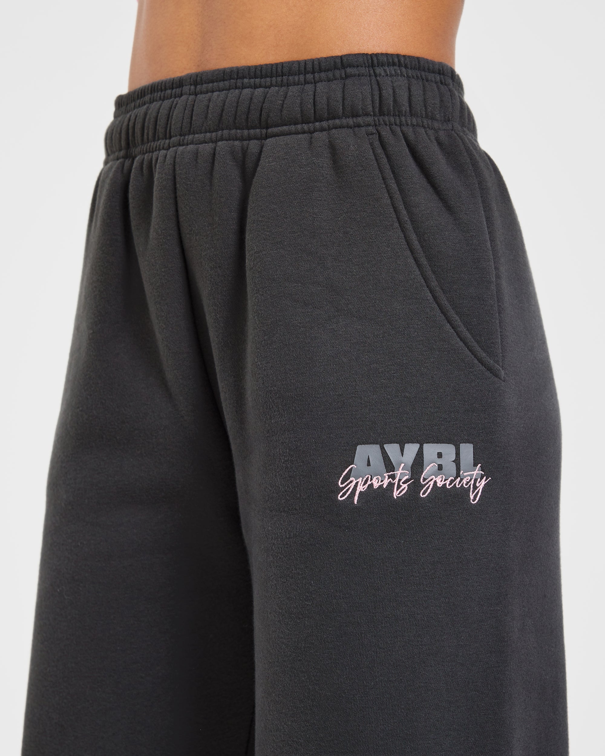 Sports Society Oversized Straight Leg Joggers - Charcoal - Image 6