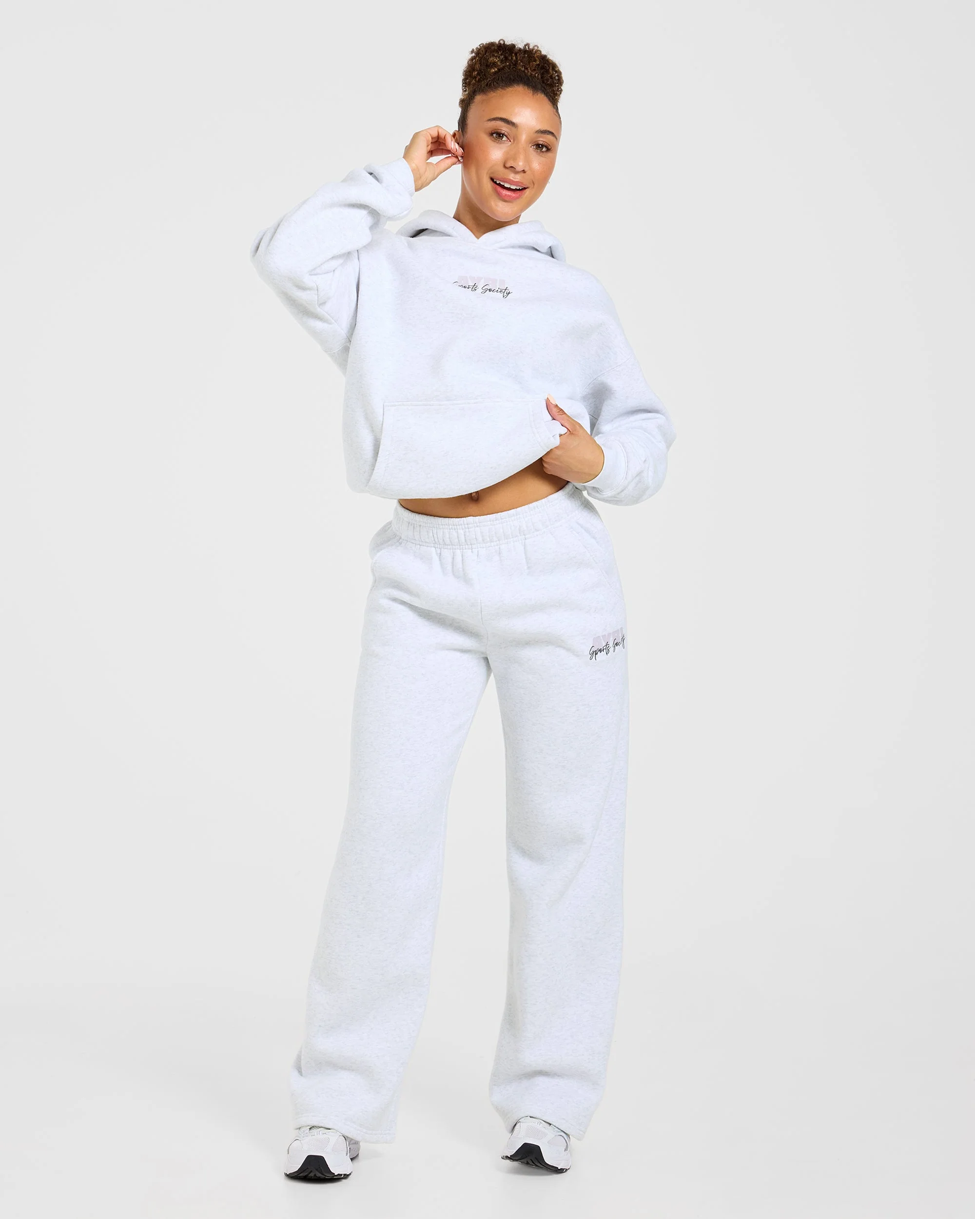 Sports Society Oversized Straight Leg Joggers - Heather Gris - Image 7
