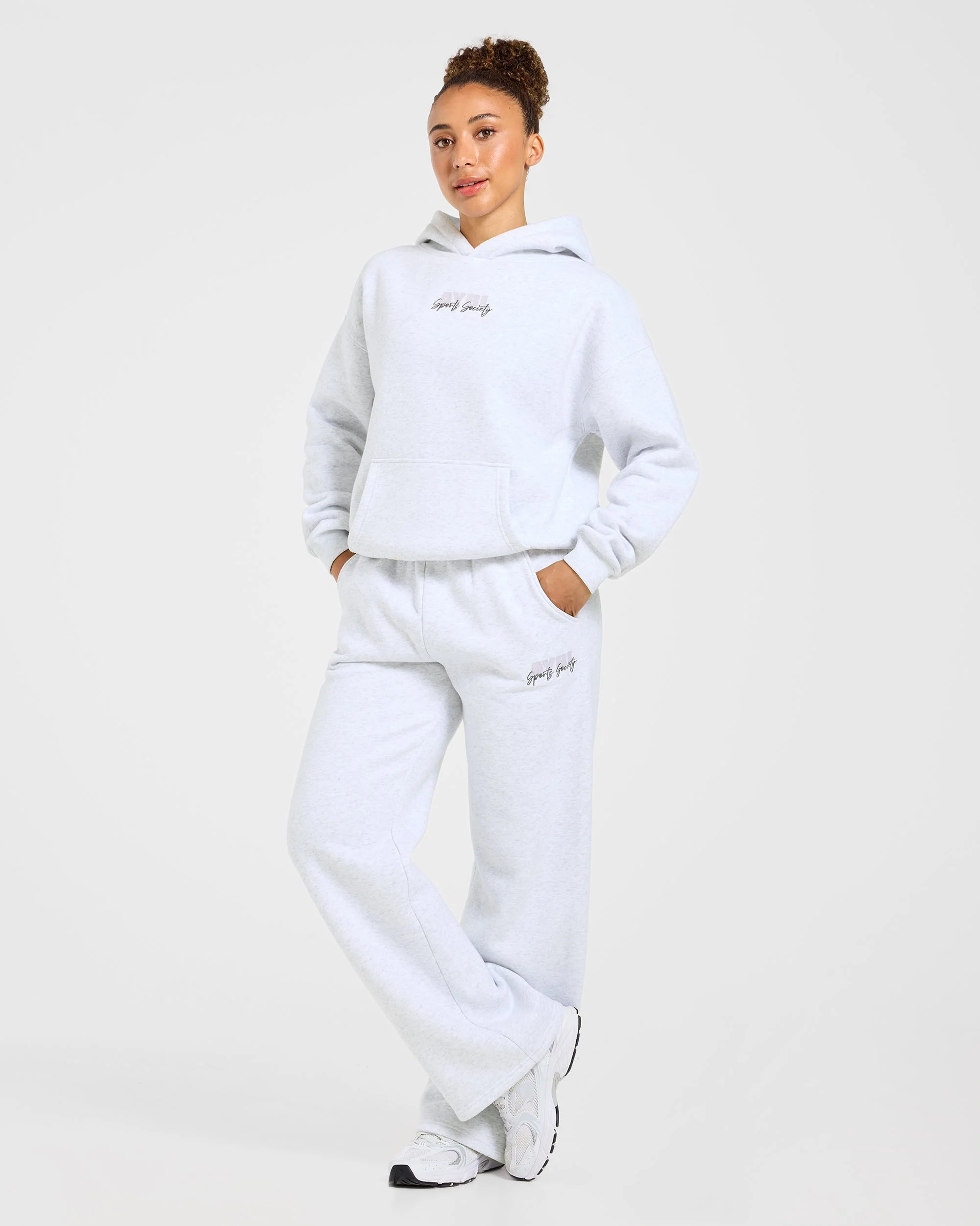 Sports Society Oversized Straight Leg Joggers - Heather Gris - Image 8