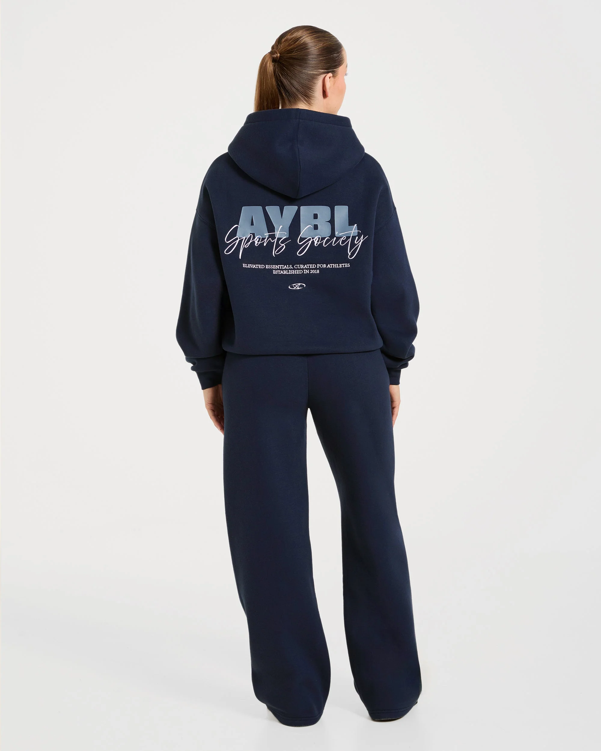 Sports Society Oversized Straight Leg Joggers - Navy - Image 4