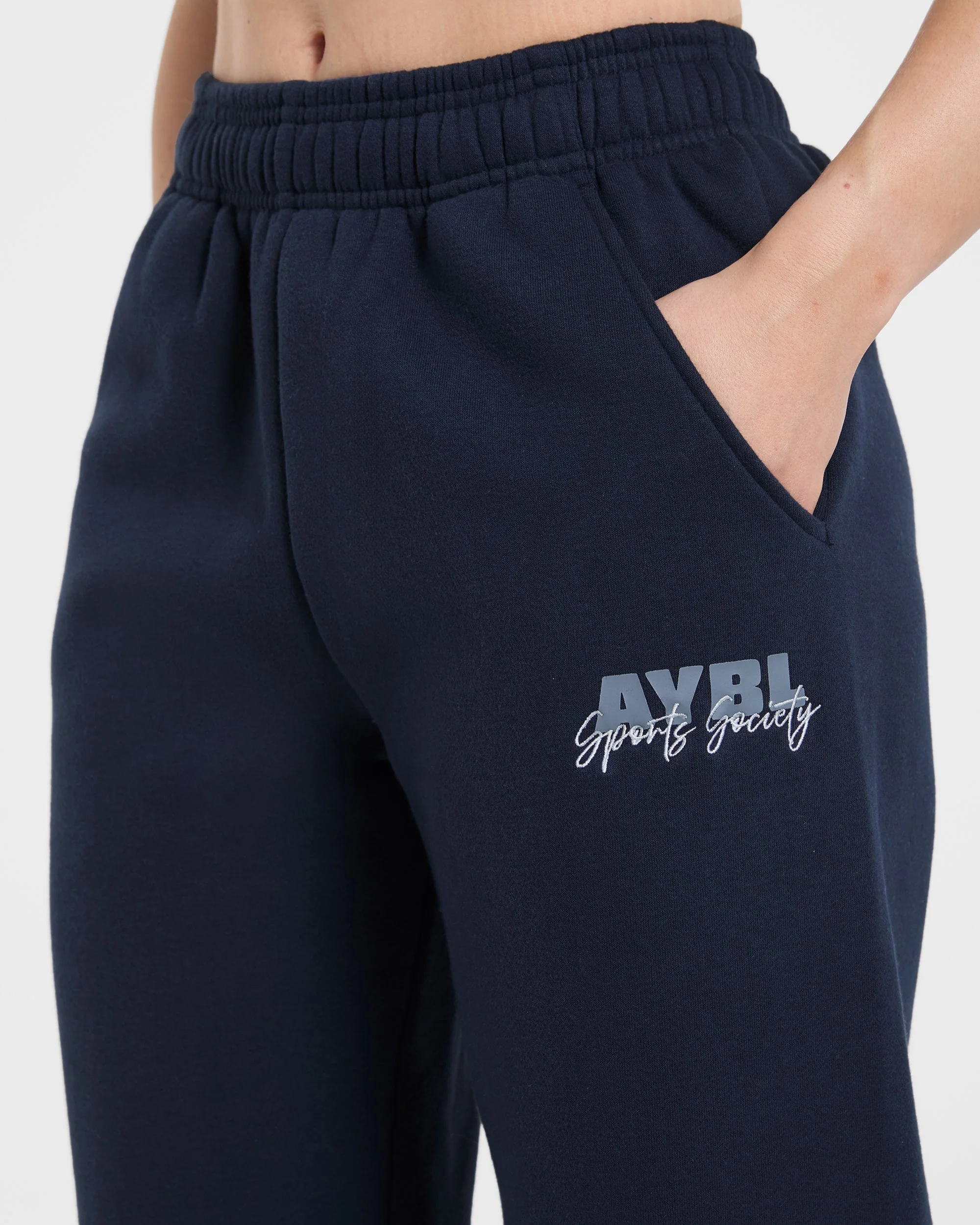 Sports Society Oversized Straight Leg Joggers - Navy - Image 5
