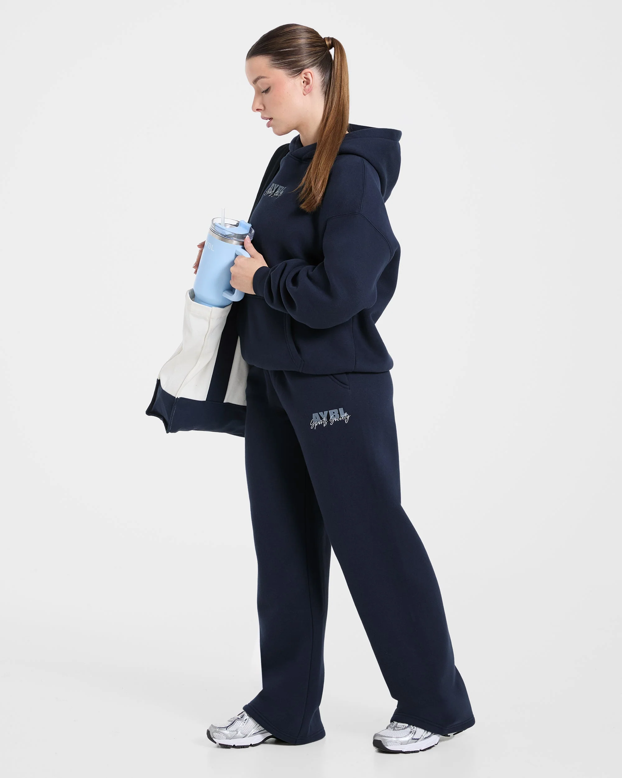 Sports Society Oversized Straight Leg Joggers - Navy - Image 7