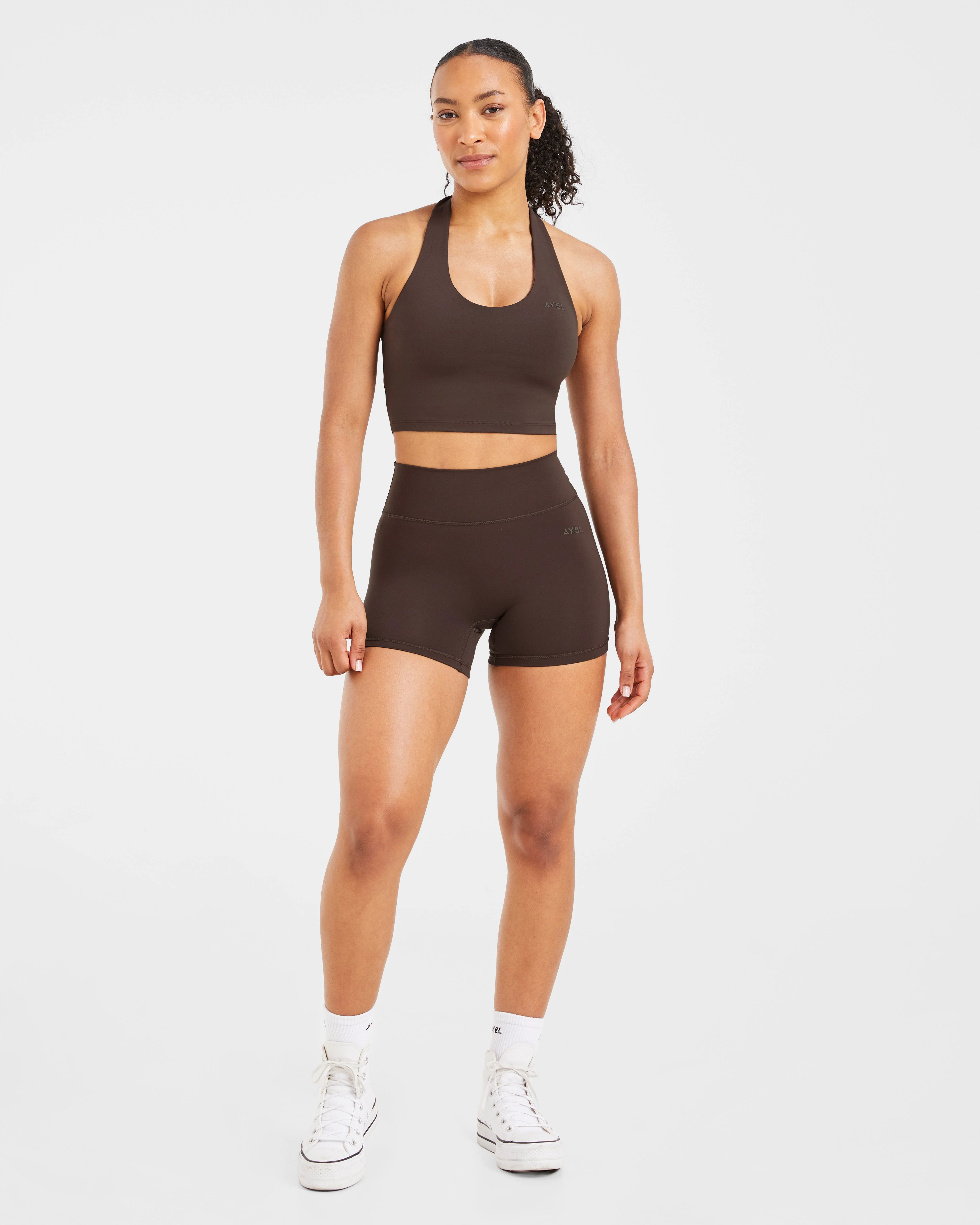 Staple Halterneck Crop Top - Coffee Brun - Image 3