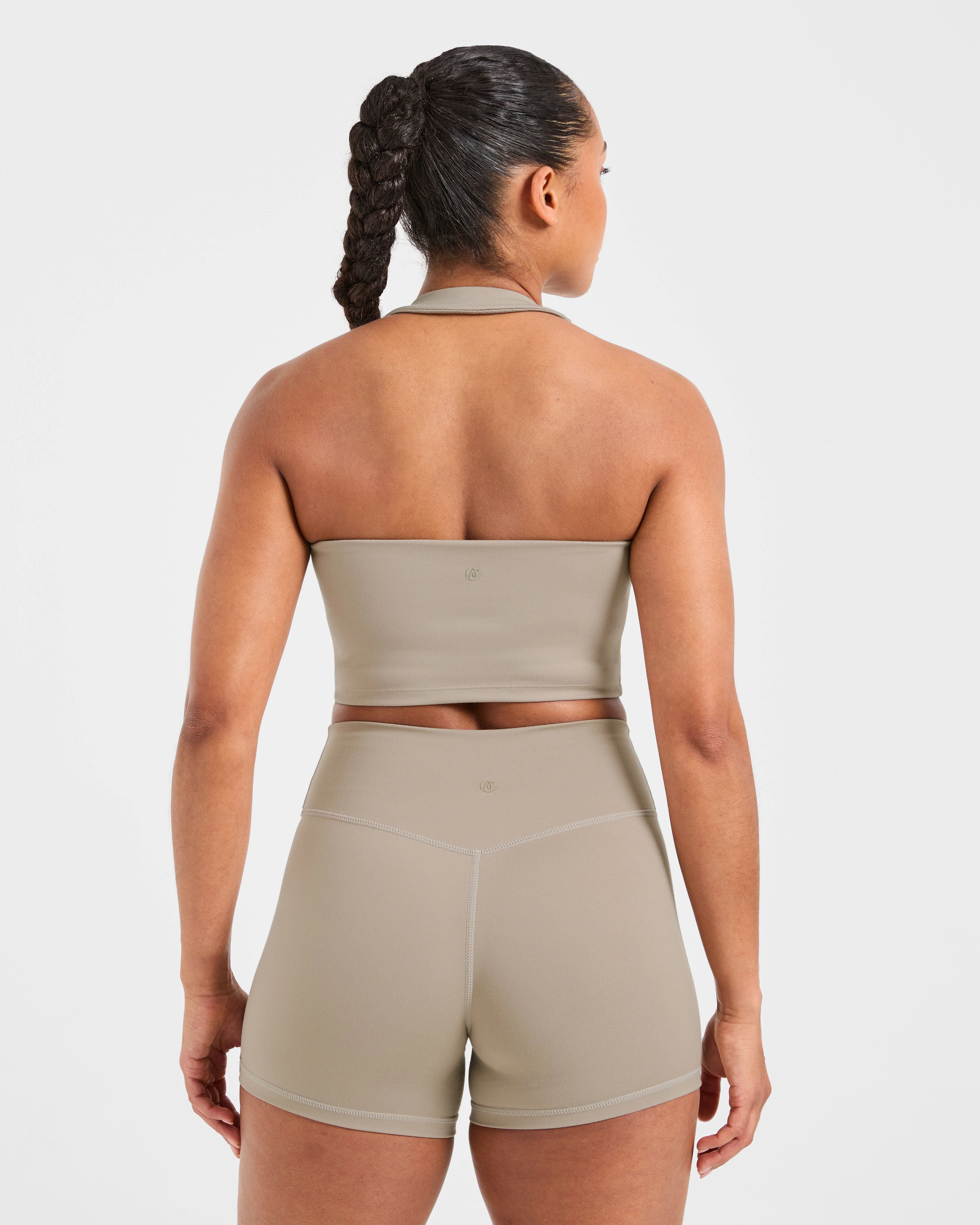 Staple Halterneck Crop Top - Muted Taupe - Image 2