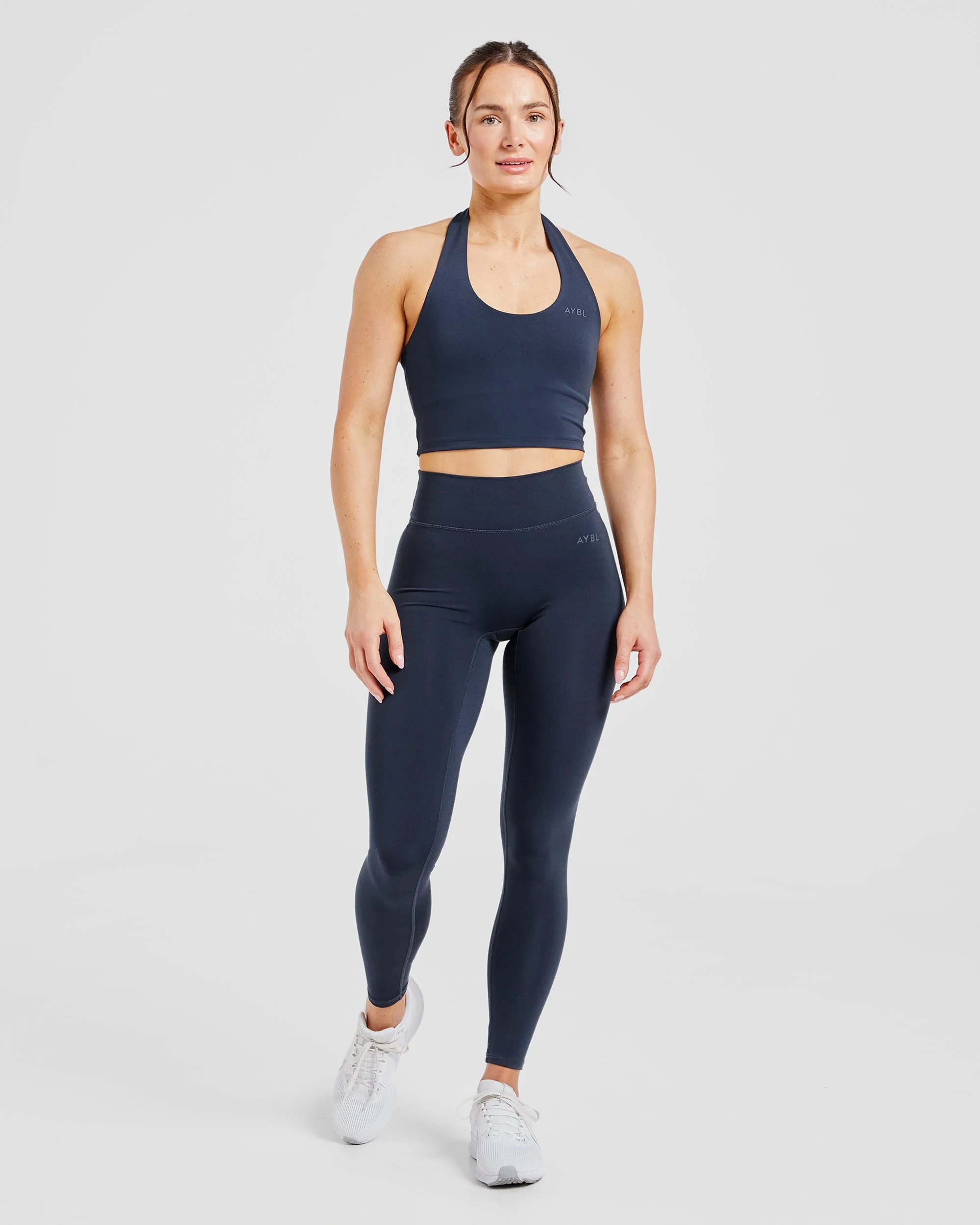Staple Halterneck Crop Top - Navy - Image 3