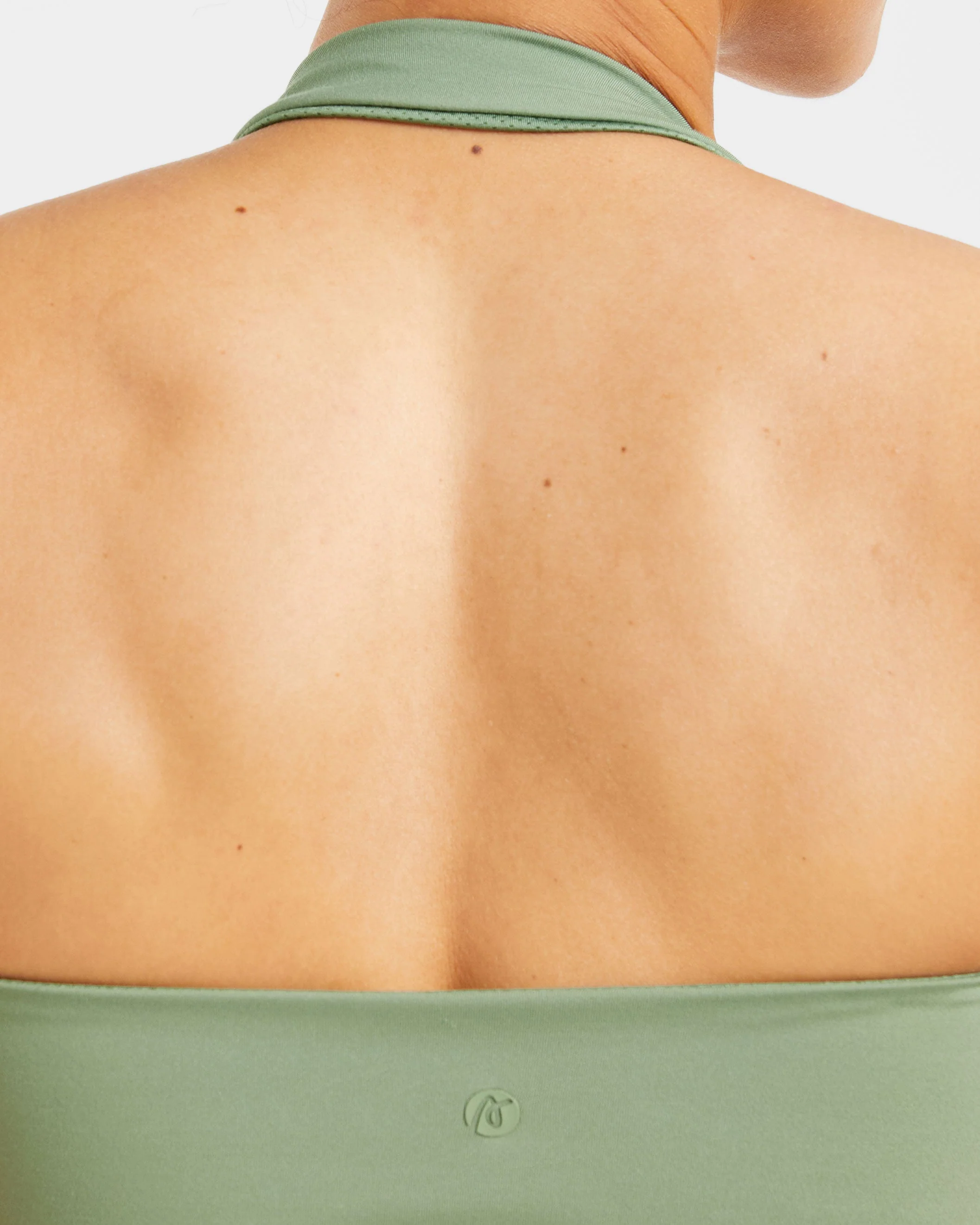 Staple Halterneck Crop Top - Olive Vert - Image 6