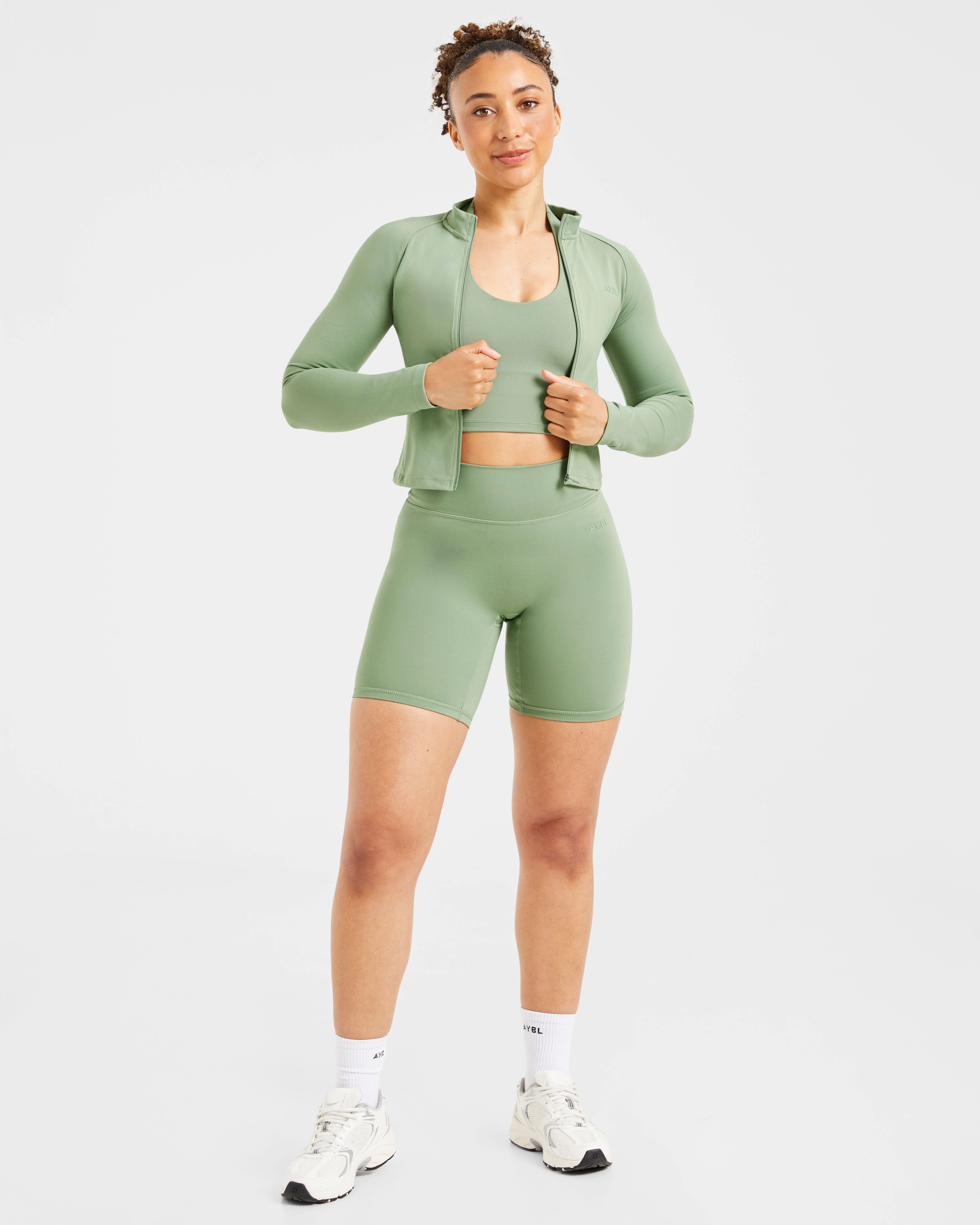 Staple Halterneck Crop Top - Olive Vert - Image 8