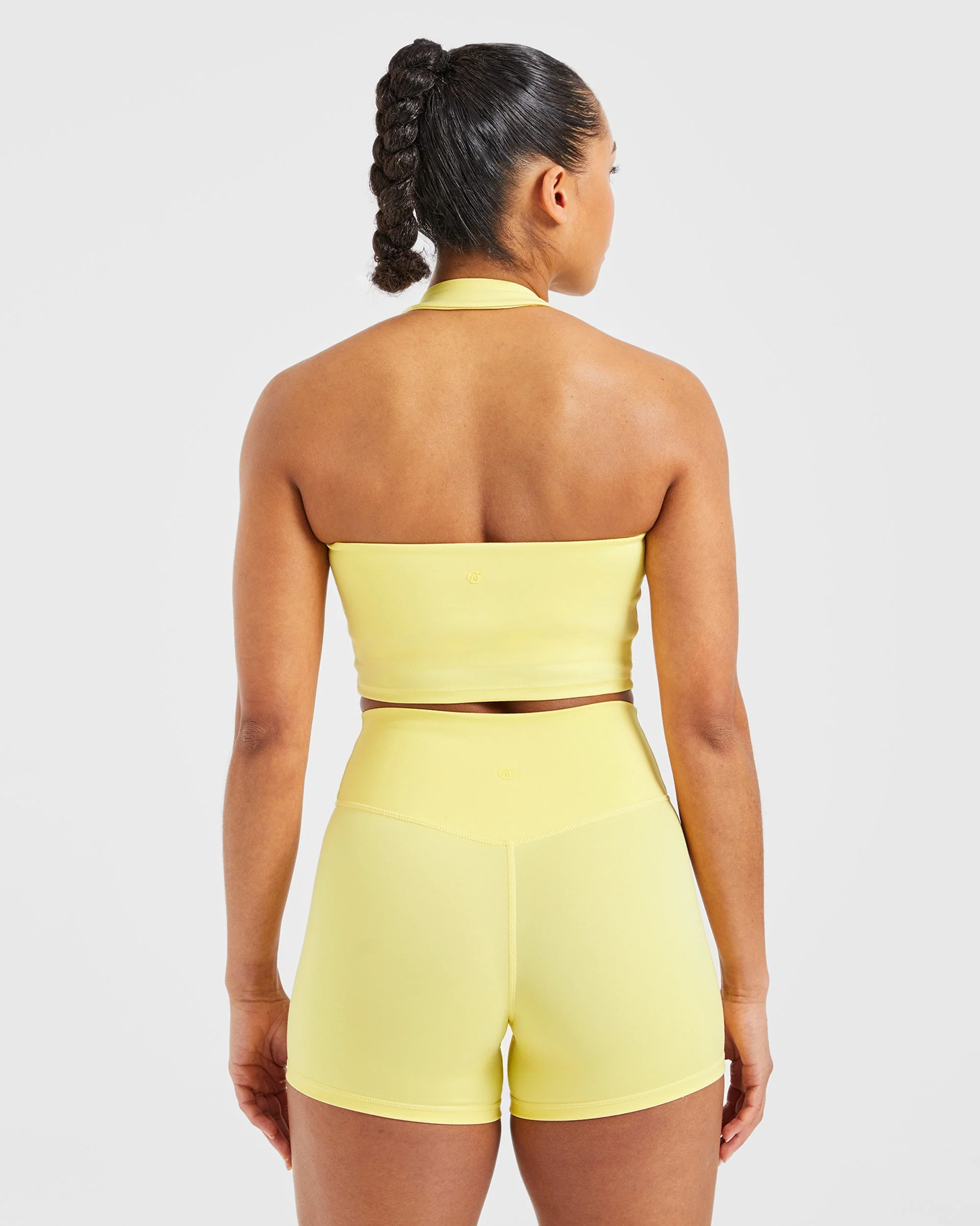 Staple Halterneck Crop Top - Pastel Lemon - Image 2
