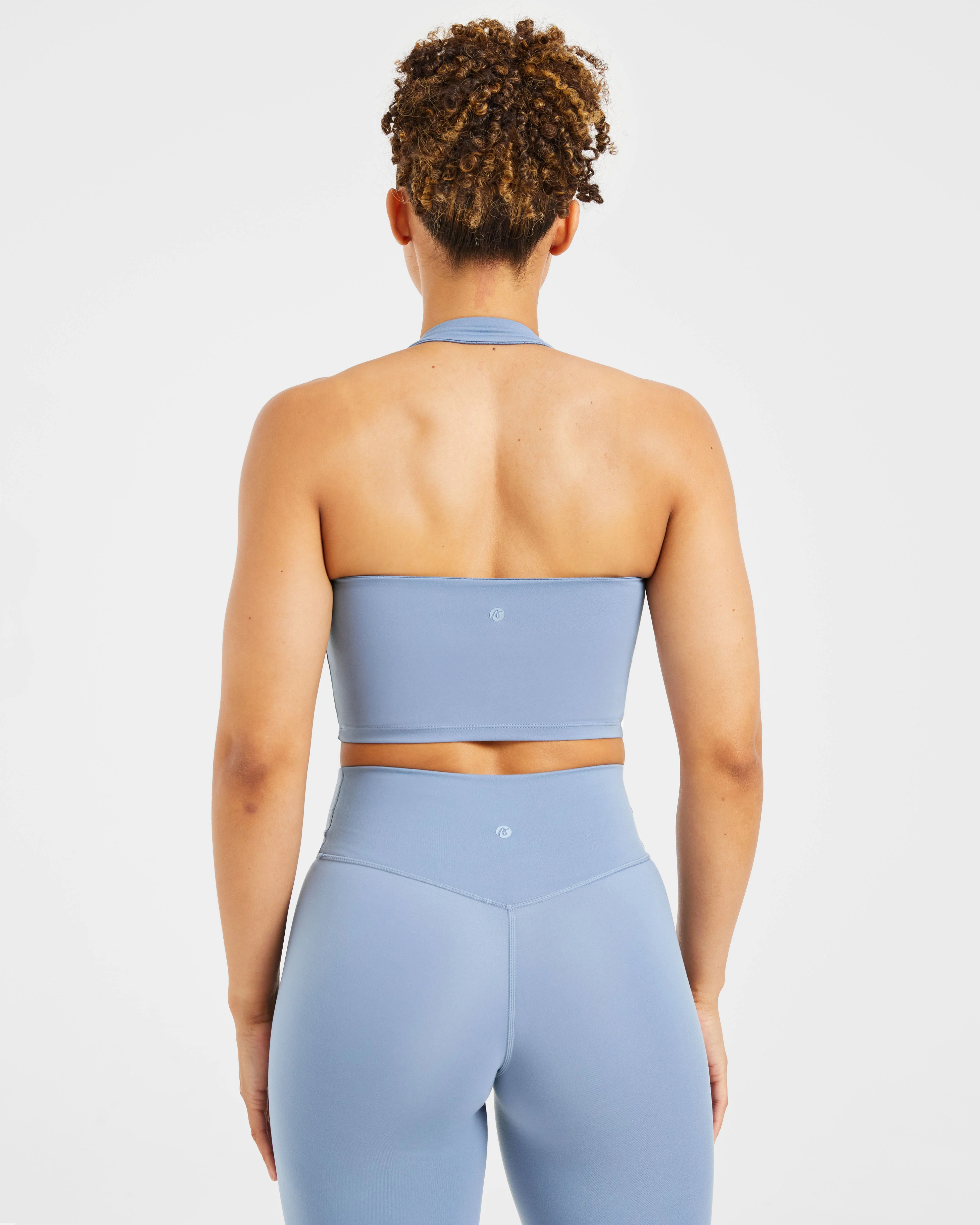Staple Halterneck Crop Top - Slate Bleu - Image 2