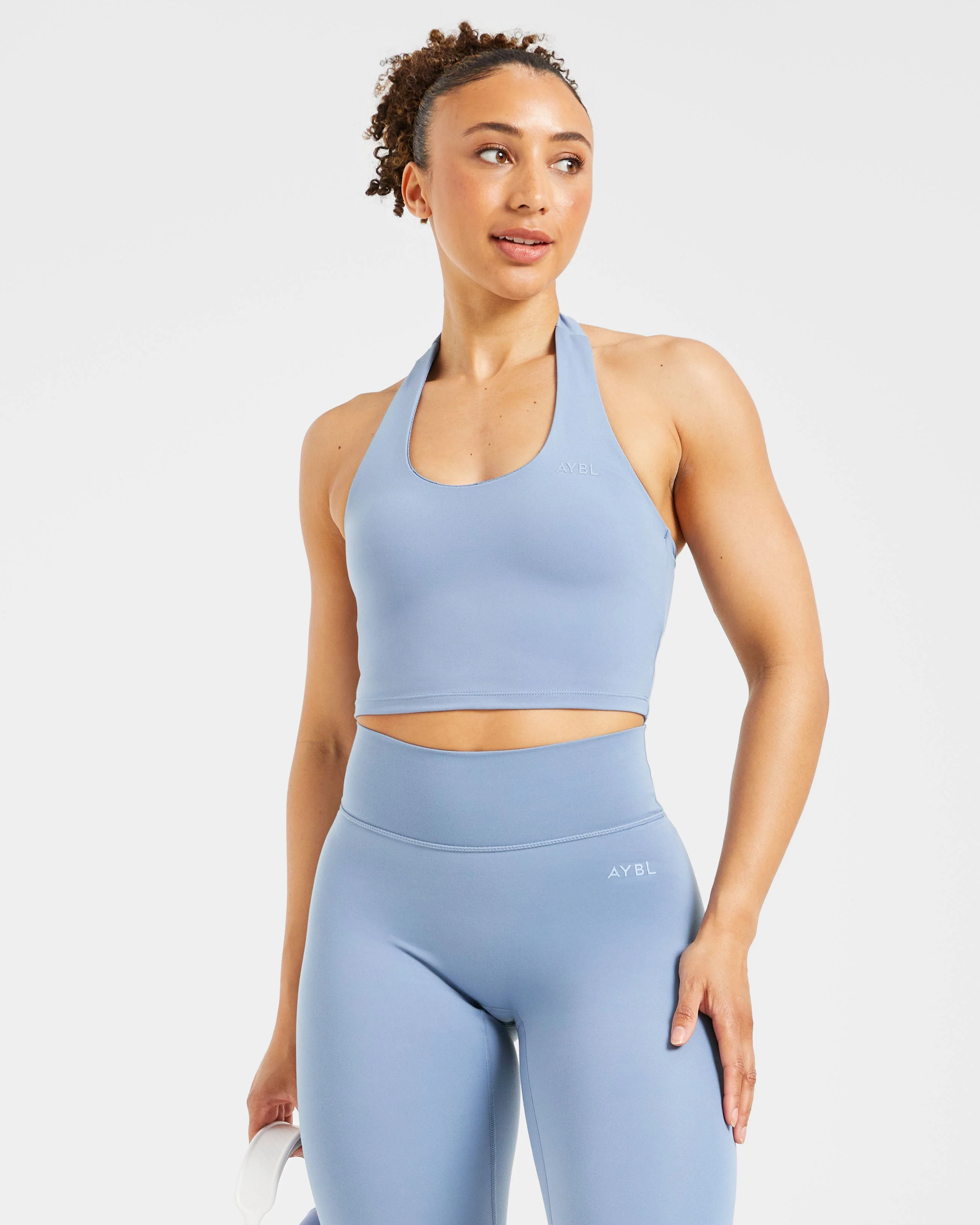 Staple Halterneck Crop Top - Slate Bleu - Image 7