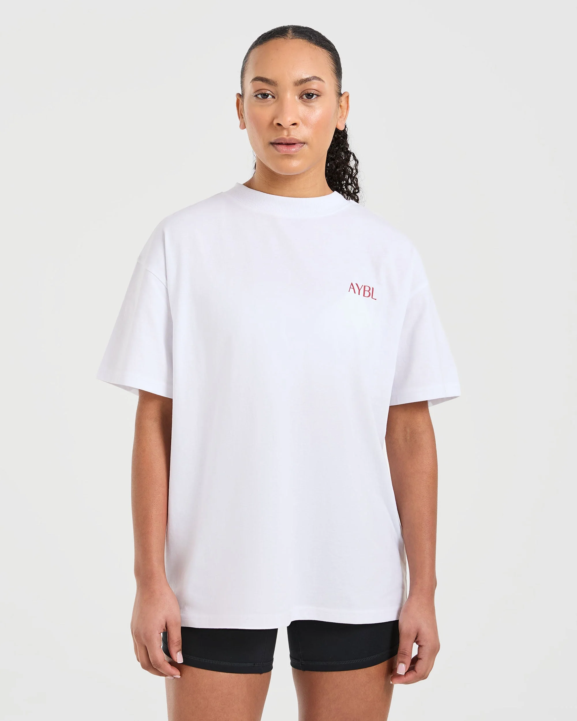 Strength Club Oversized T Shirt - White/Rouge - Image 2