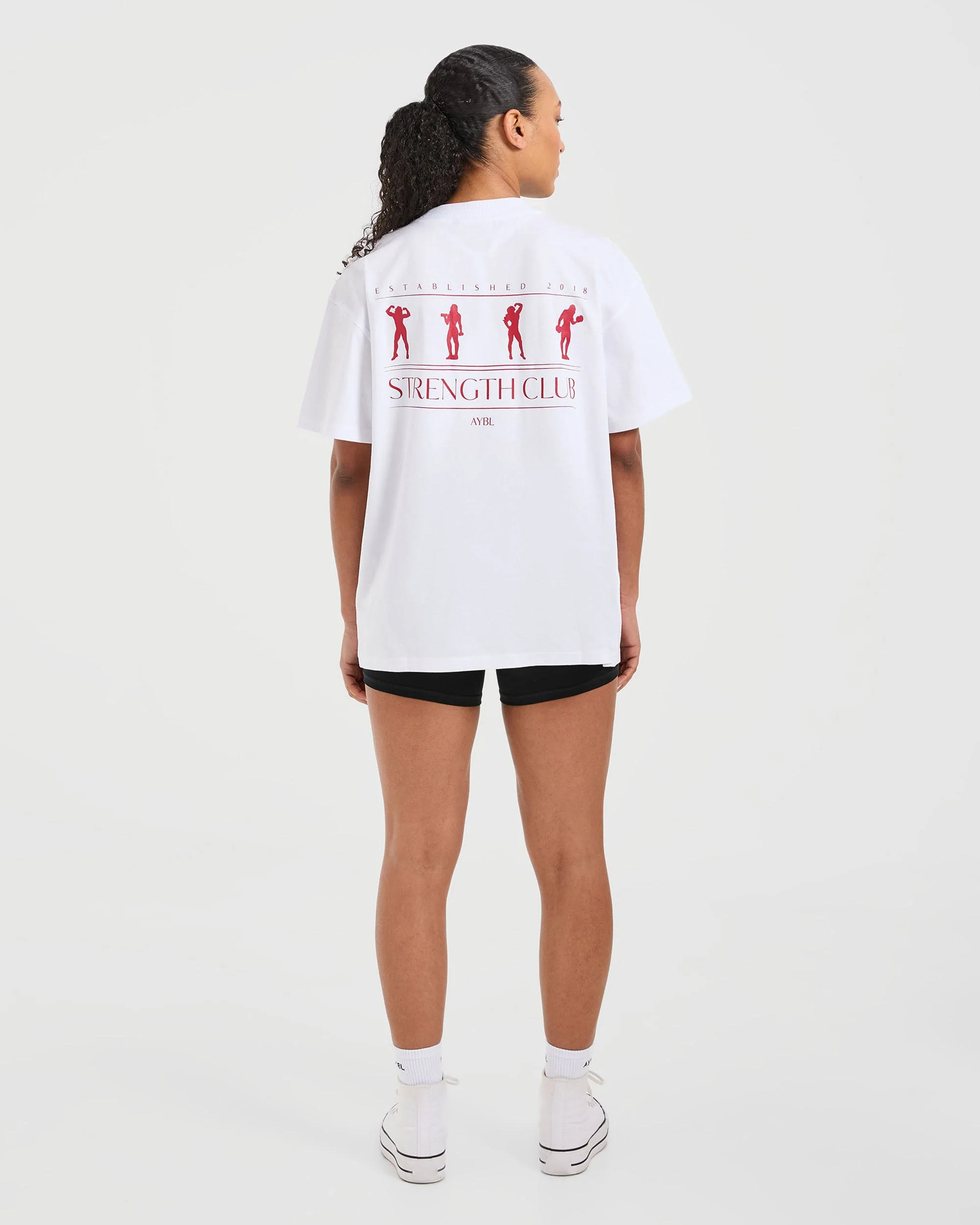 Strength Club Oversized T Shirt - White/Rouge - Image 3