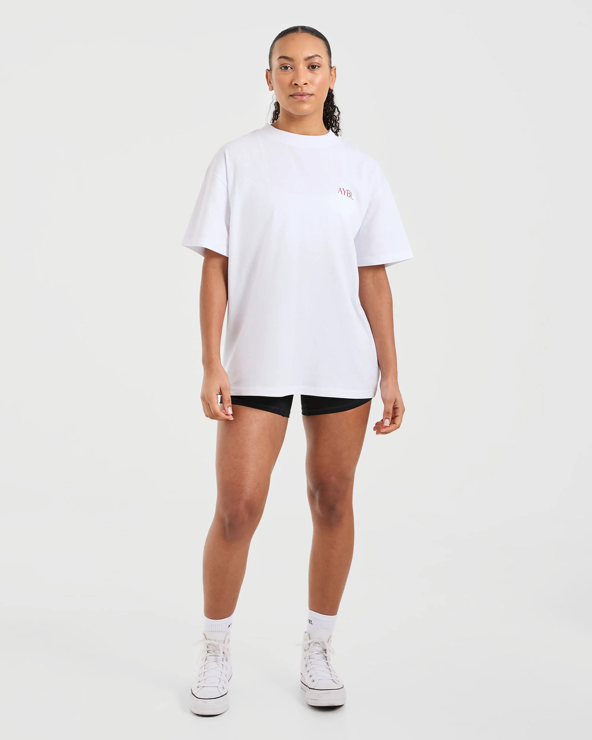 Strength Club Oversized T Shirt - White/Rouge - Image 4