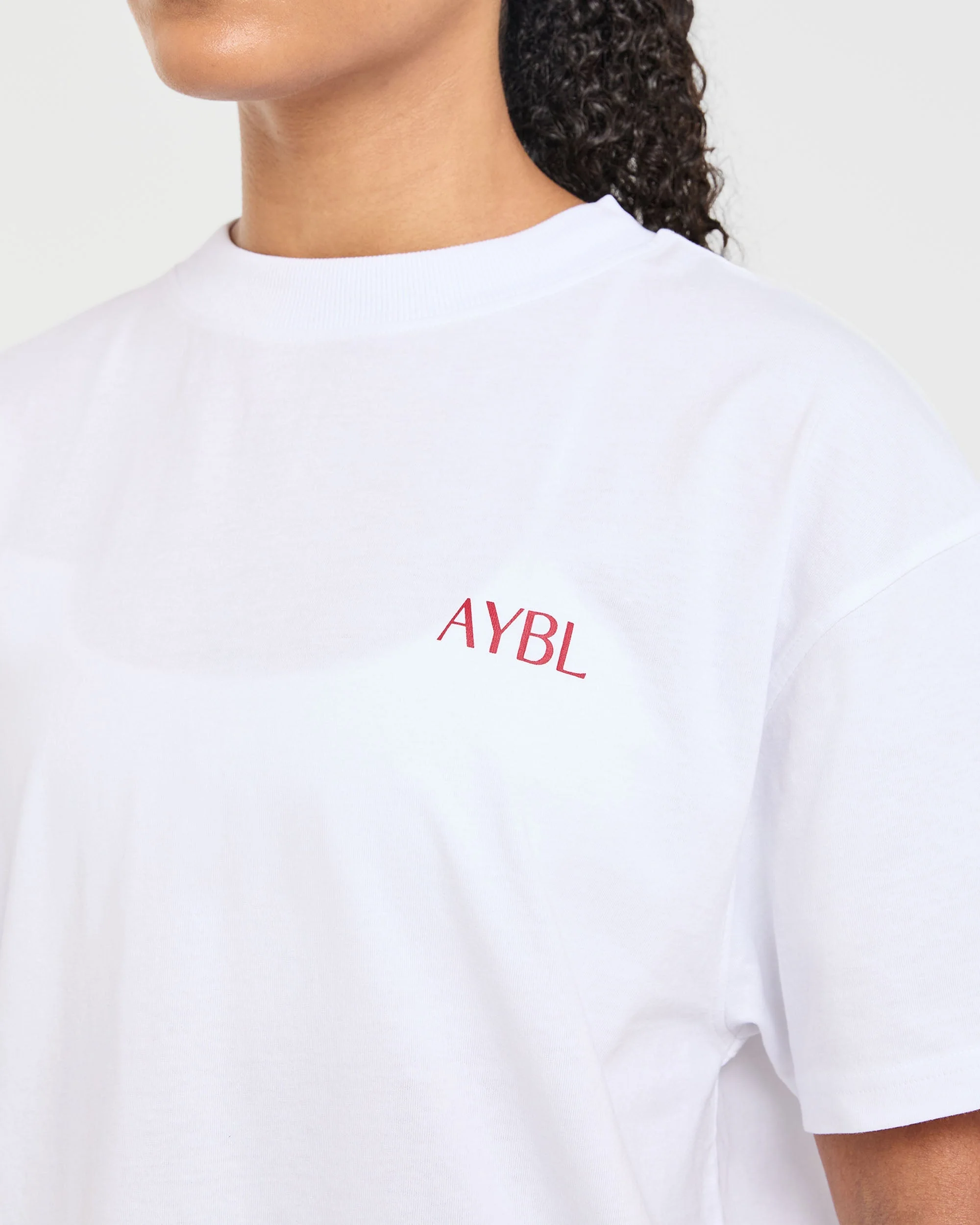 Strength Club Oversized T Shirt - White/Rouge - Image 5