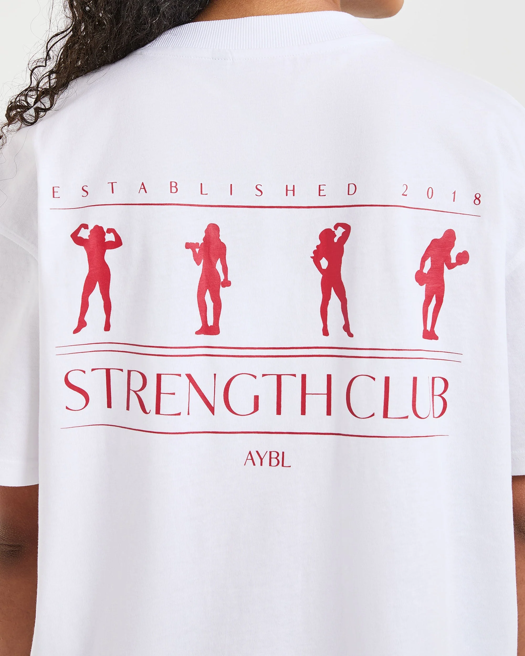 Strength Club Oversized T Shirt - White/Rouge - Image 6