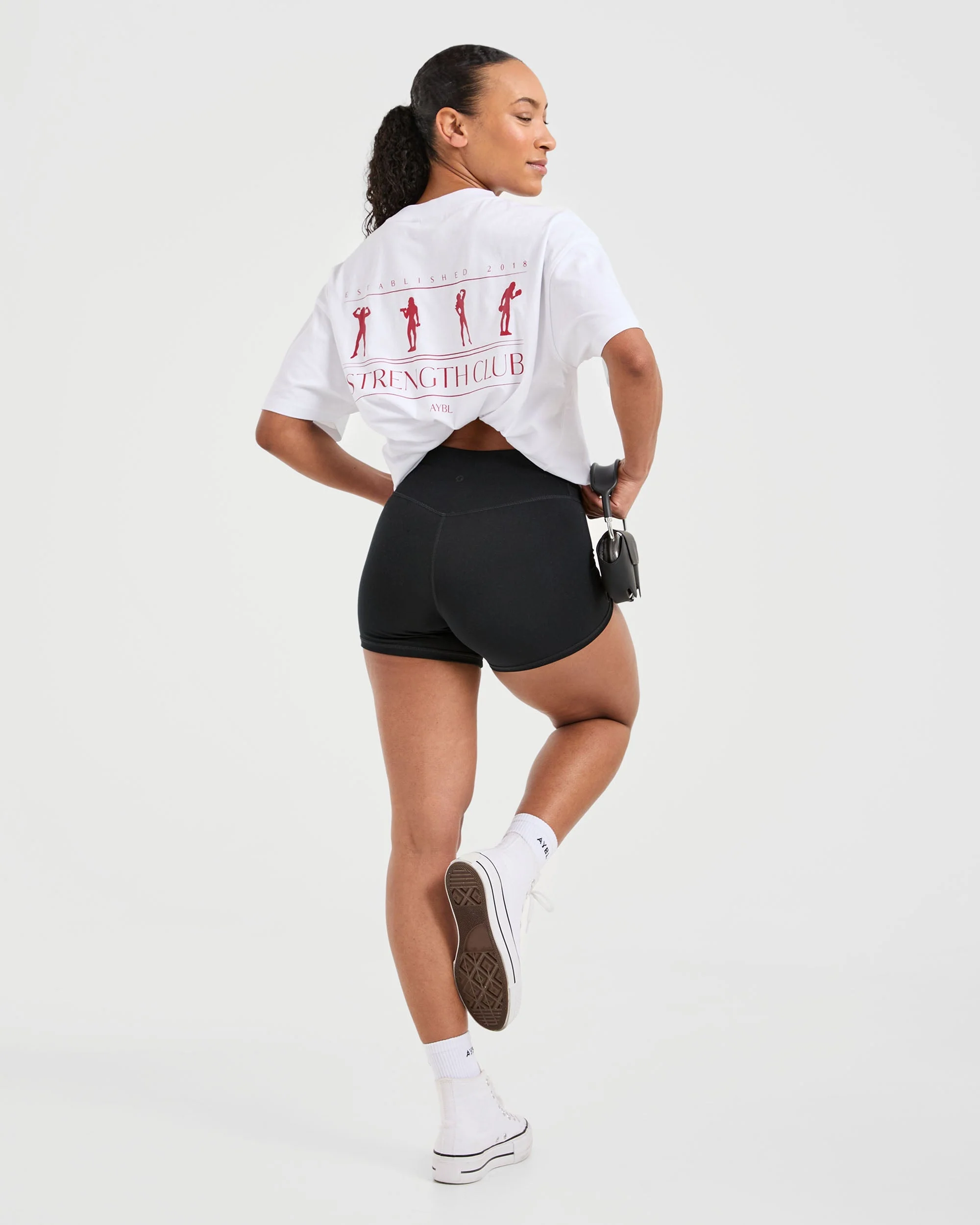 Strength Club Oversized T Shirt - White/Rouge - Image 7
