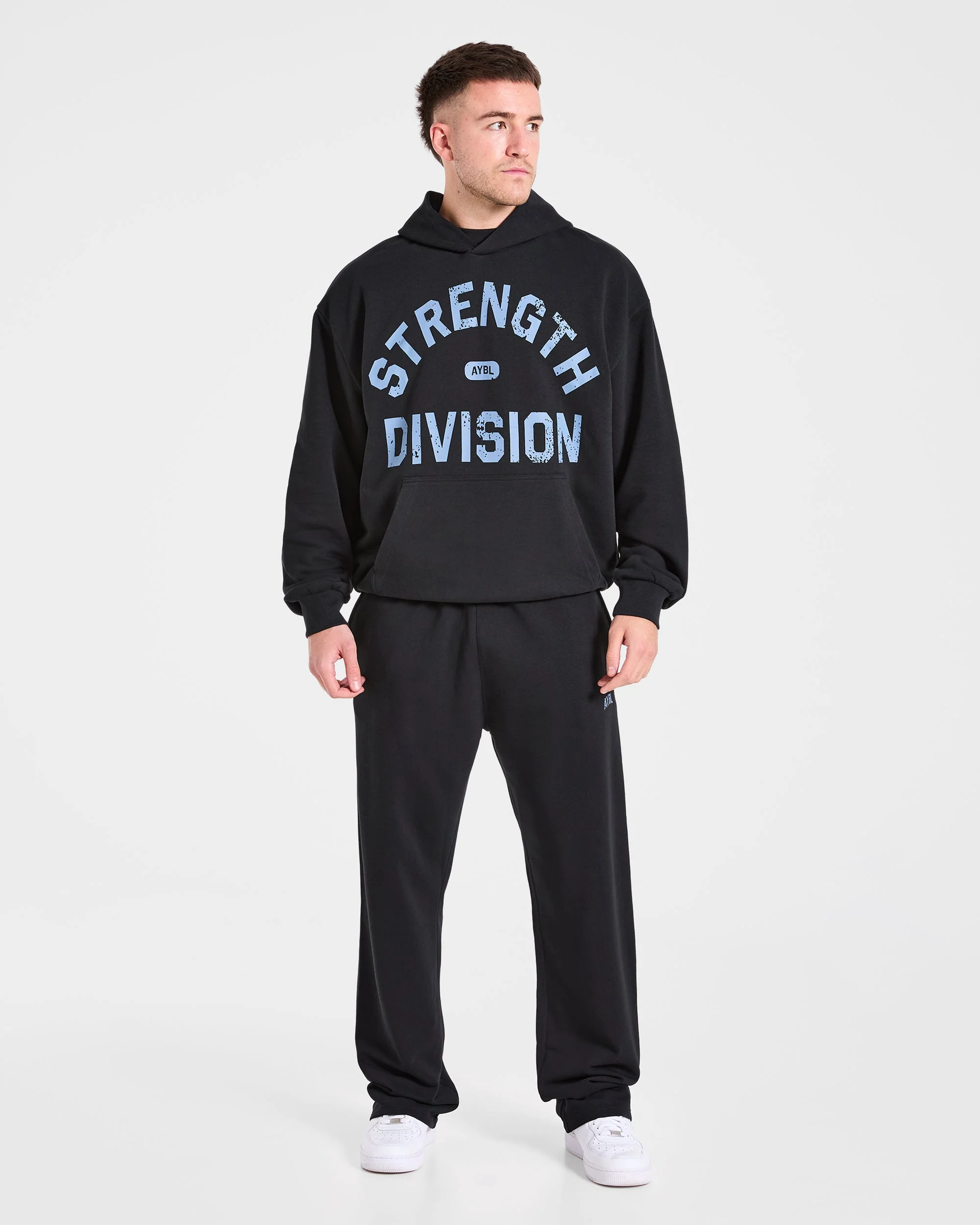 Strength Division Oversized Hoodie - Noir/Bleu - Image 3