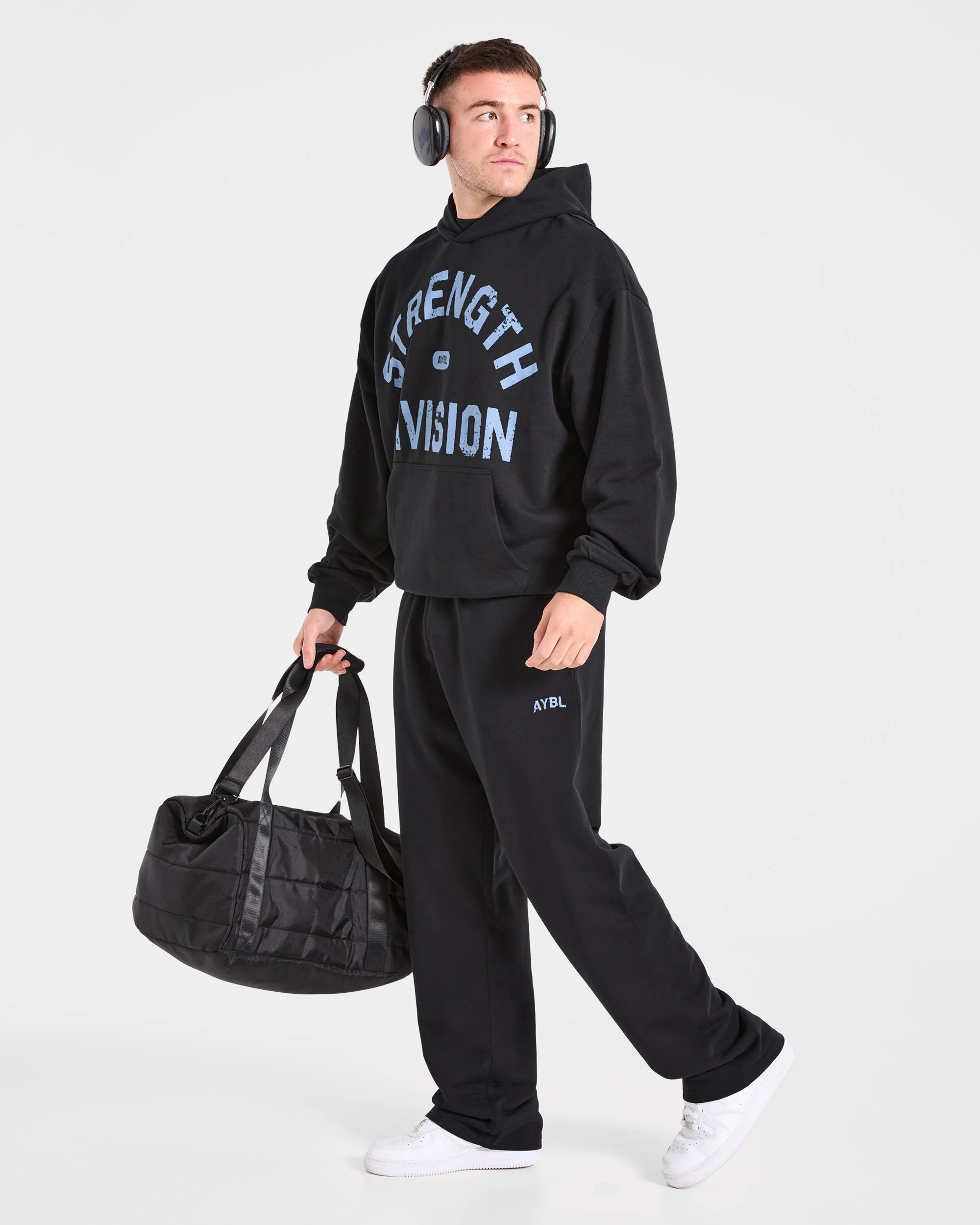 Strength Division Oversized Hoodie - Noir/Bleu - Image 7