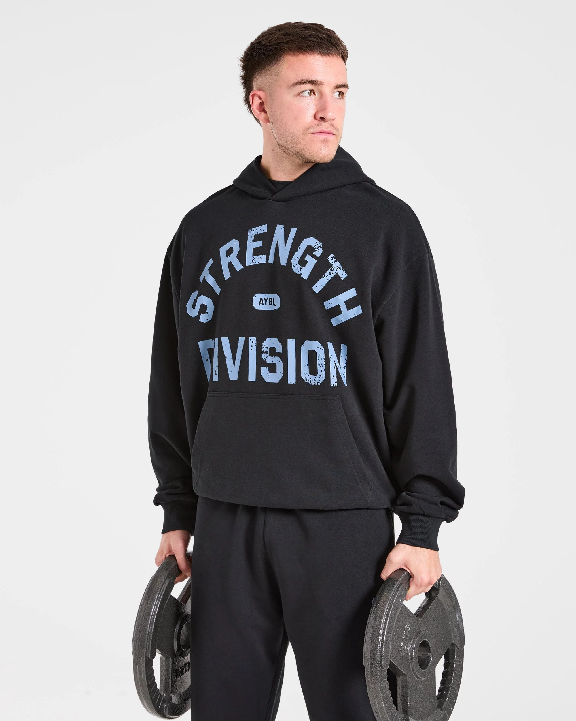 Strength Division Oversized Hoodie - Noir/Bleu - Image 8