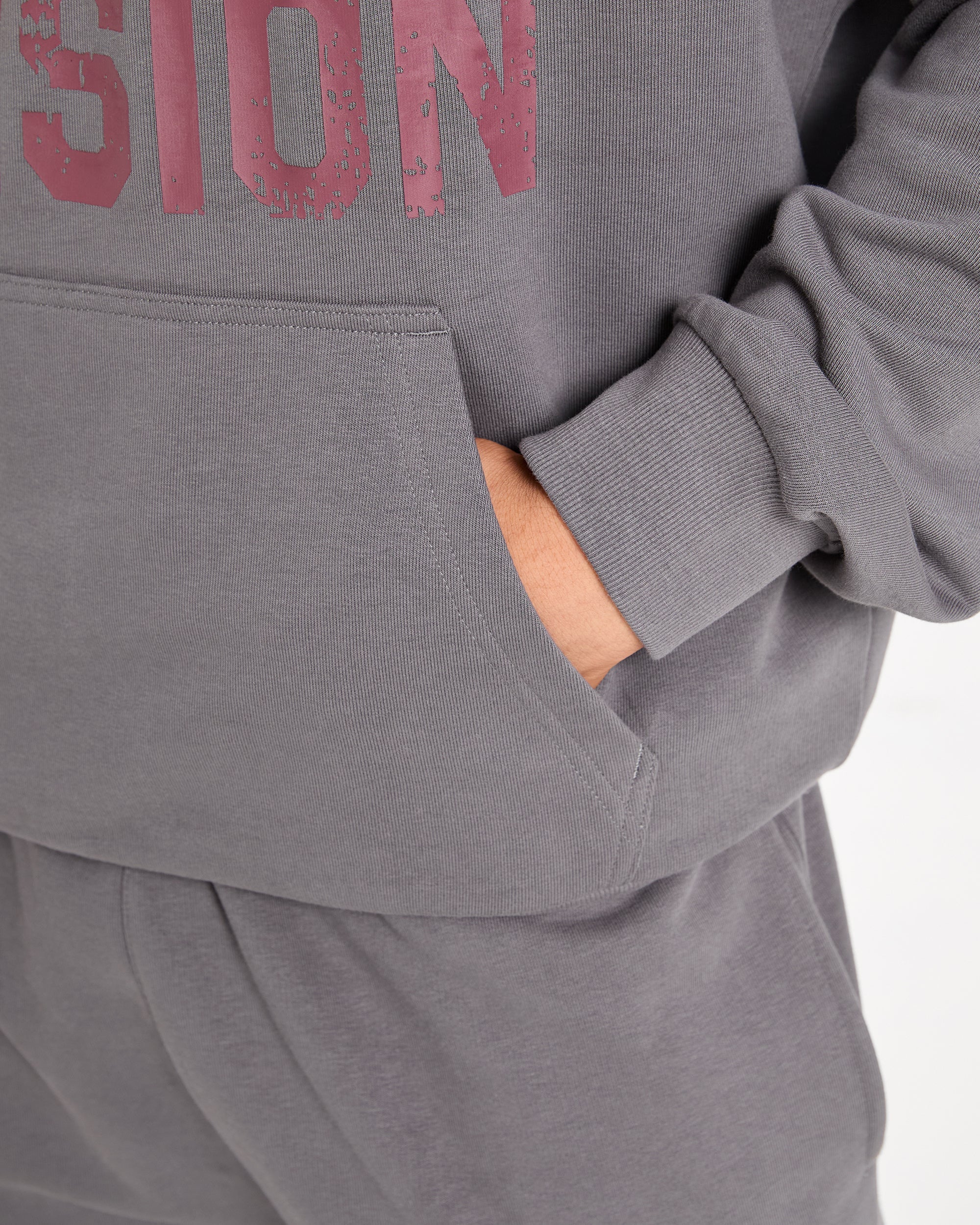 Strength Division Oversized Hoodie - Charcoal/Rouge - Image 5