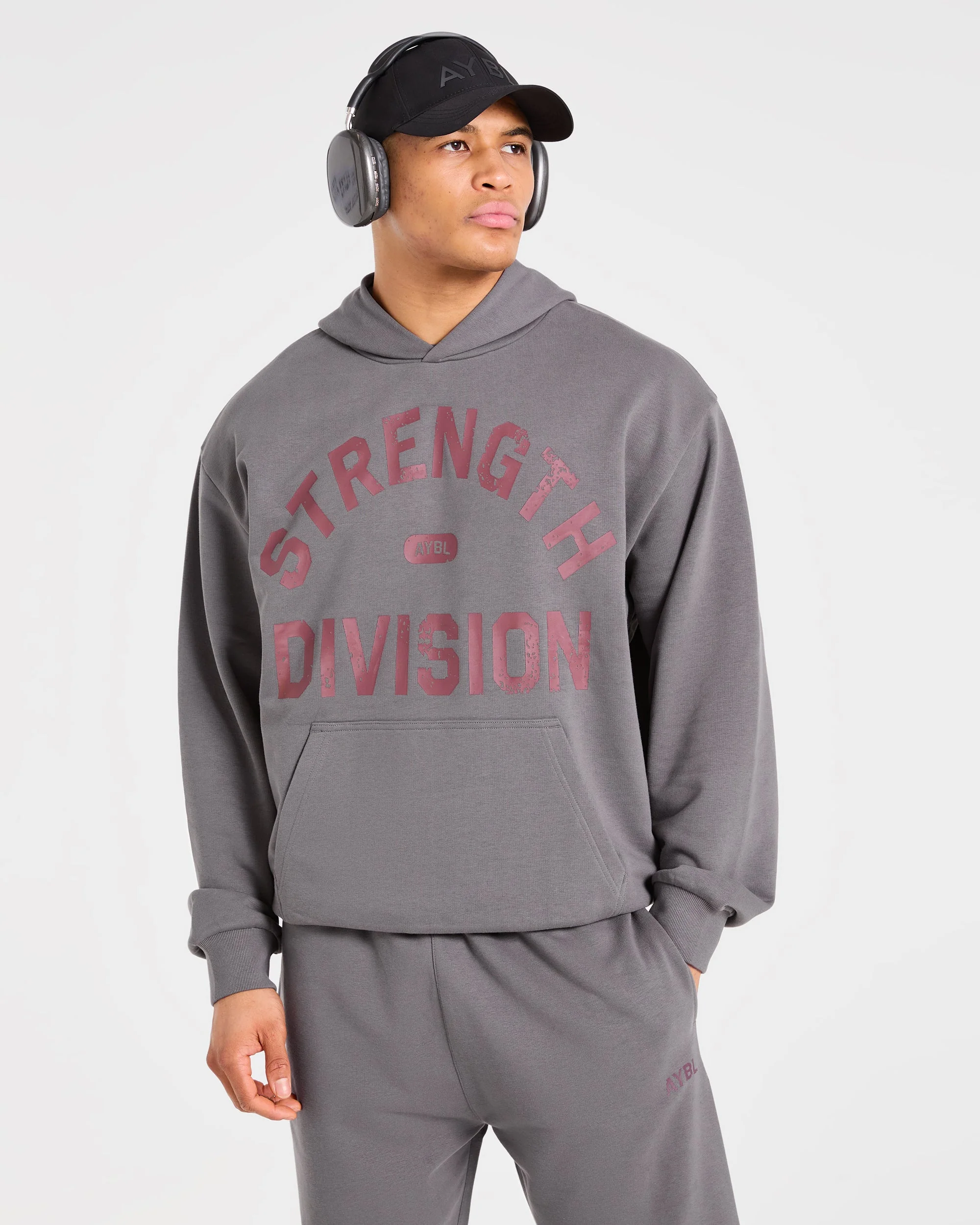 Strength Division Oversized Straight Leg Joggers - Charcoal/Rouge - Image 7