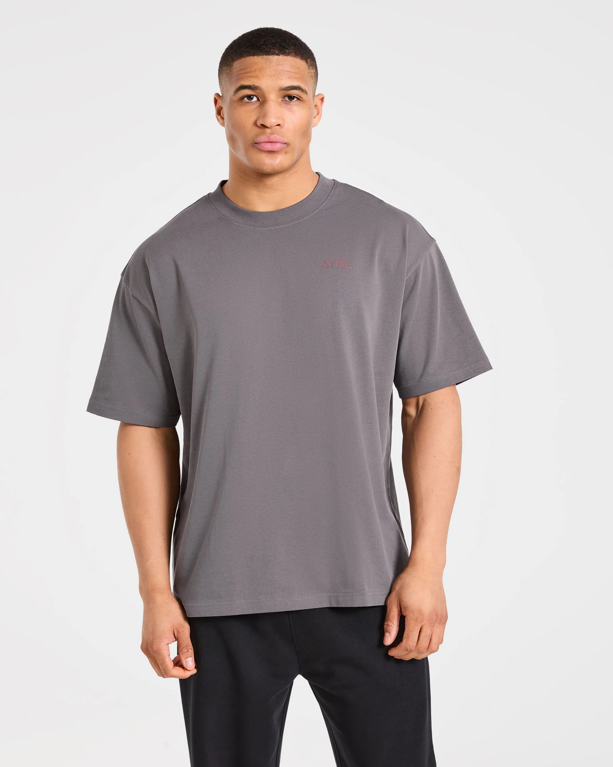 Strength Division Oversized T Shirt - Charcoal/Rouge - Image 2