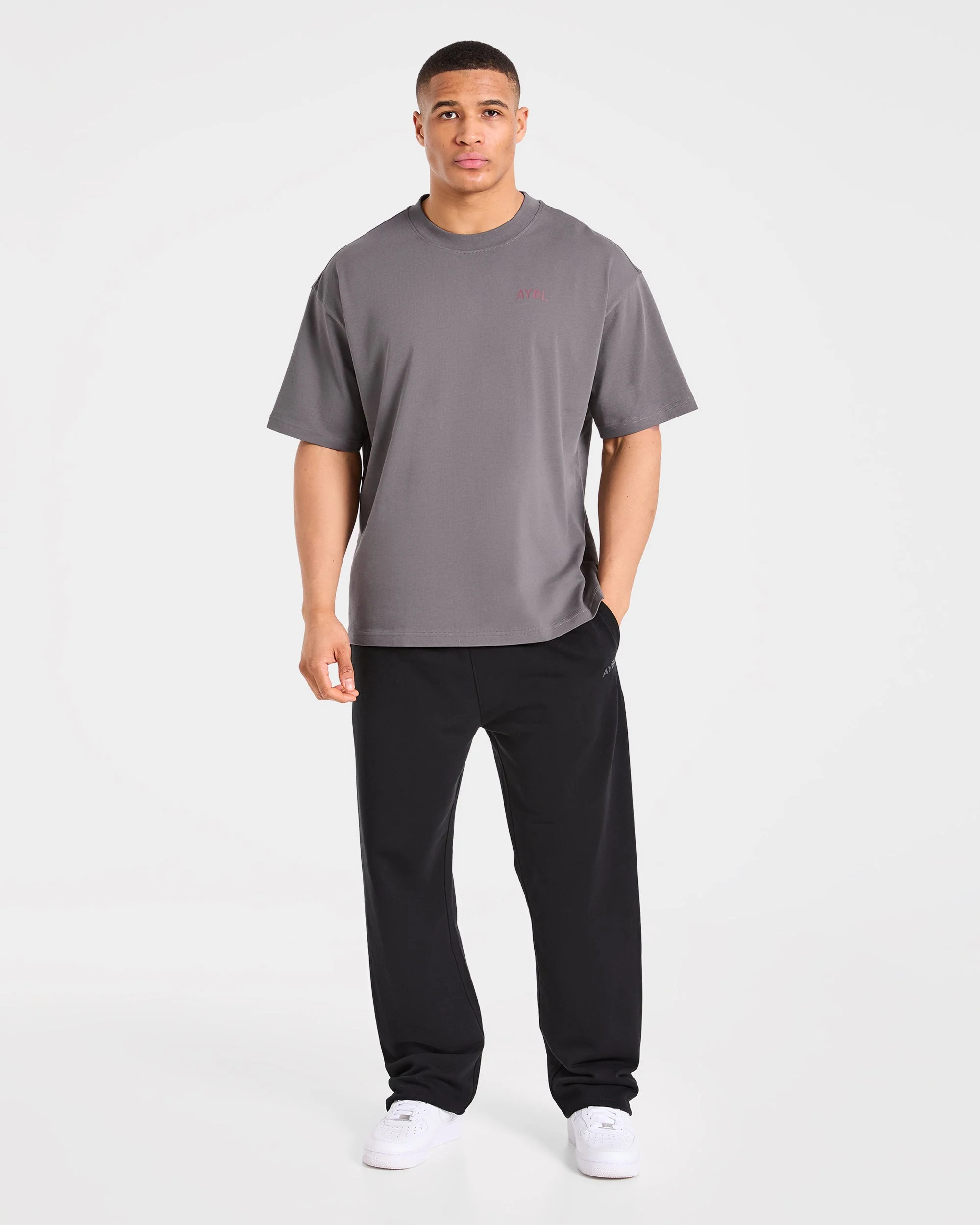 Strength Division Oversized T Shirt - Charcoal/Rouge - Image 3