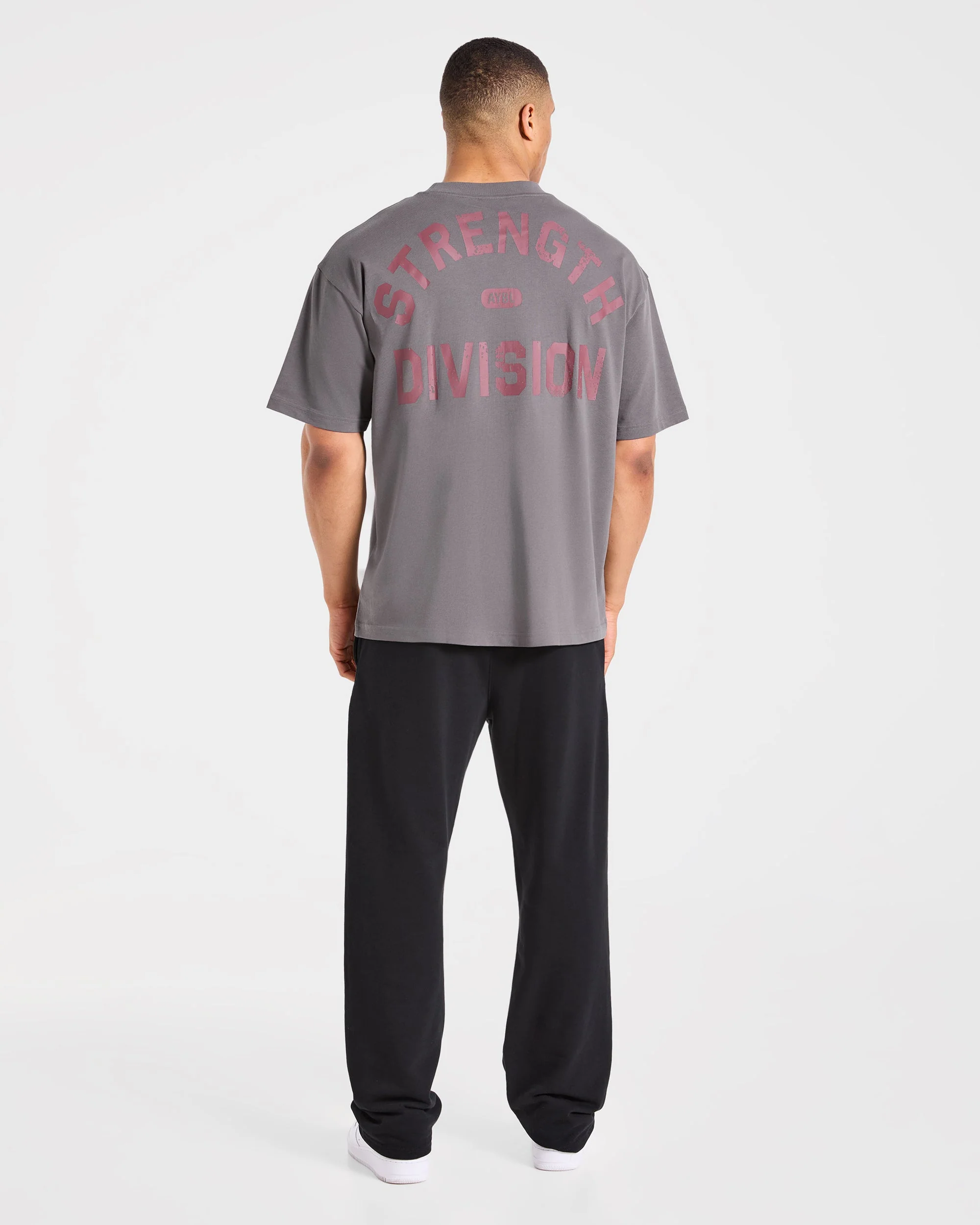 Strength Division Oversized T Shirt - Charcoal/Rouge - Image 4