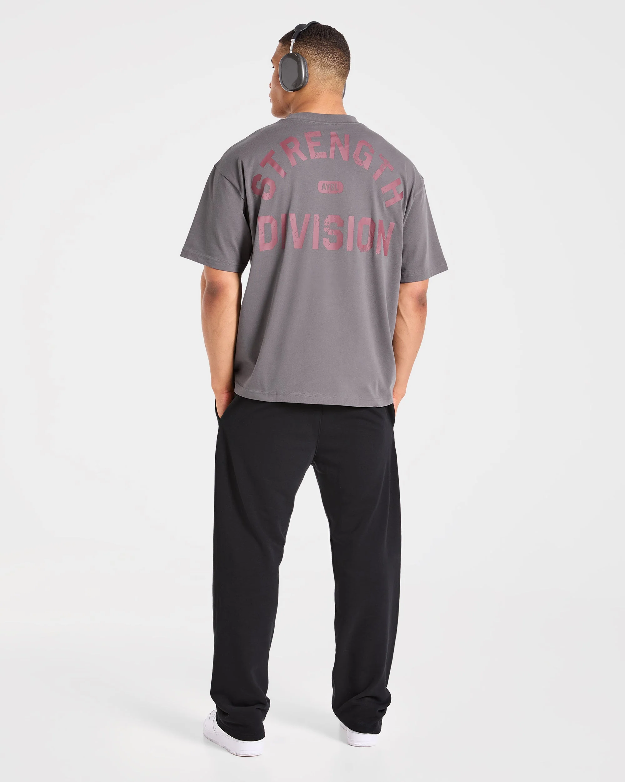 Strength Division Oversized T Shirt - Charcoal/Rouge - Image 8