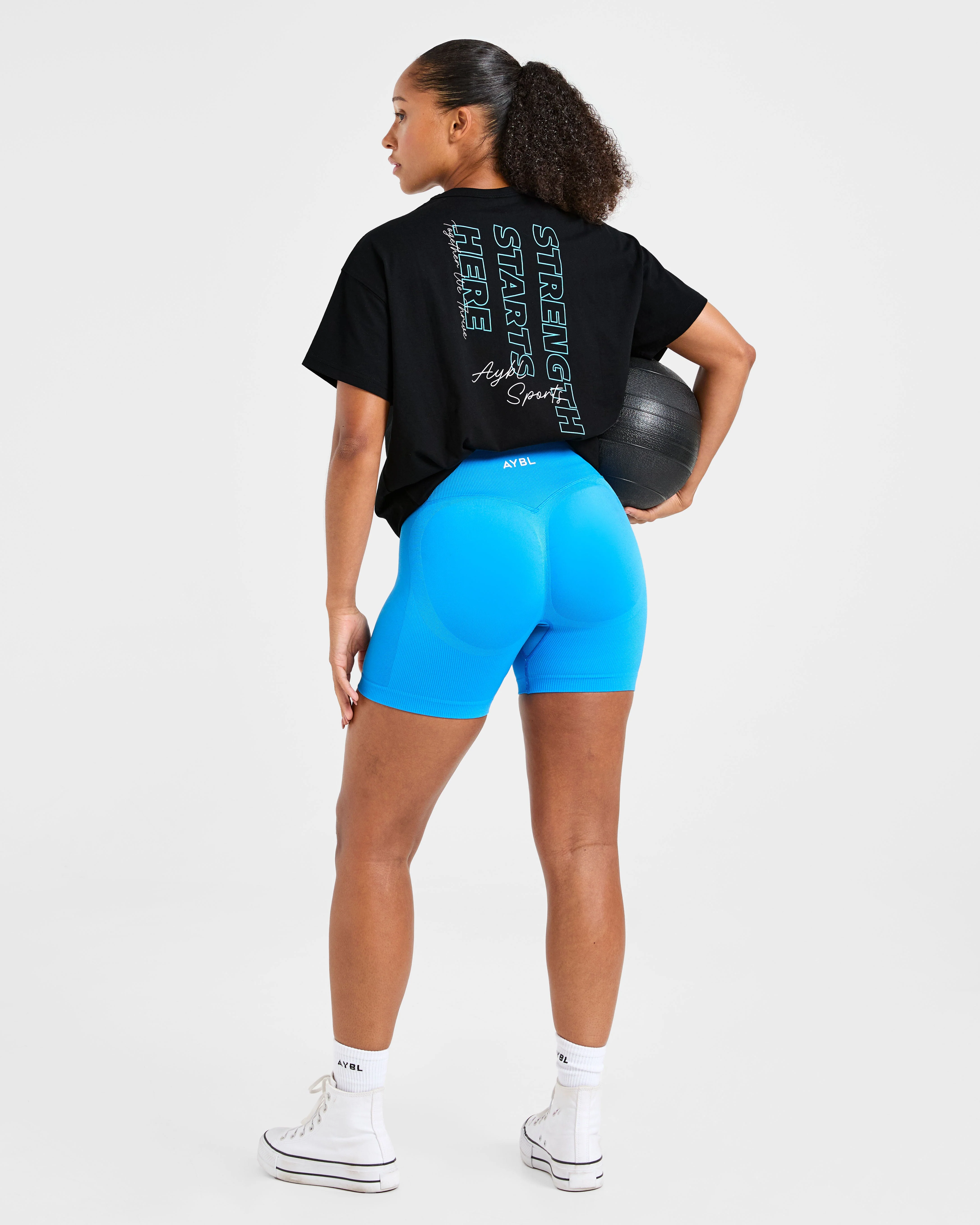 Strength Starts Here Oversized T Shirt - Noir/Bleu - Image 8