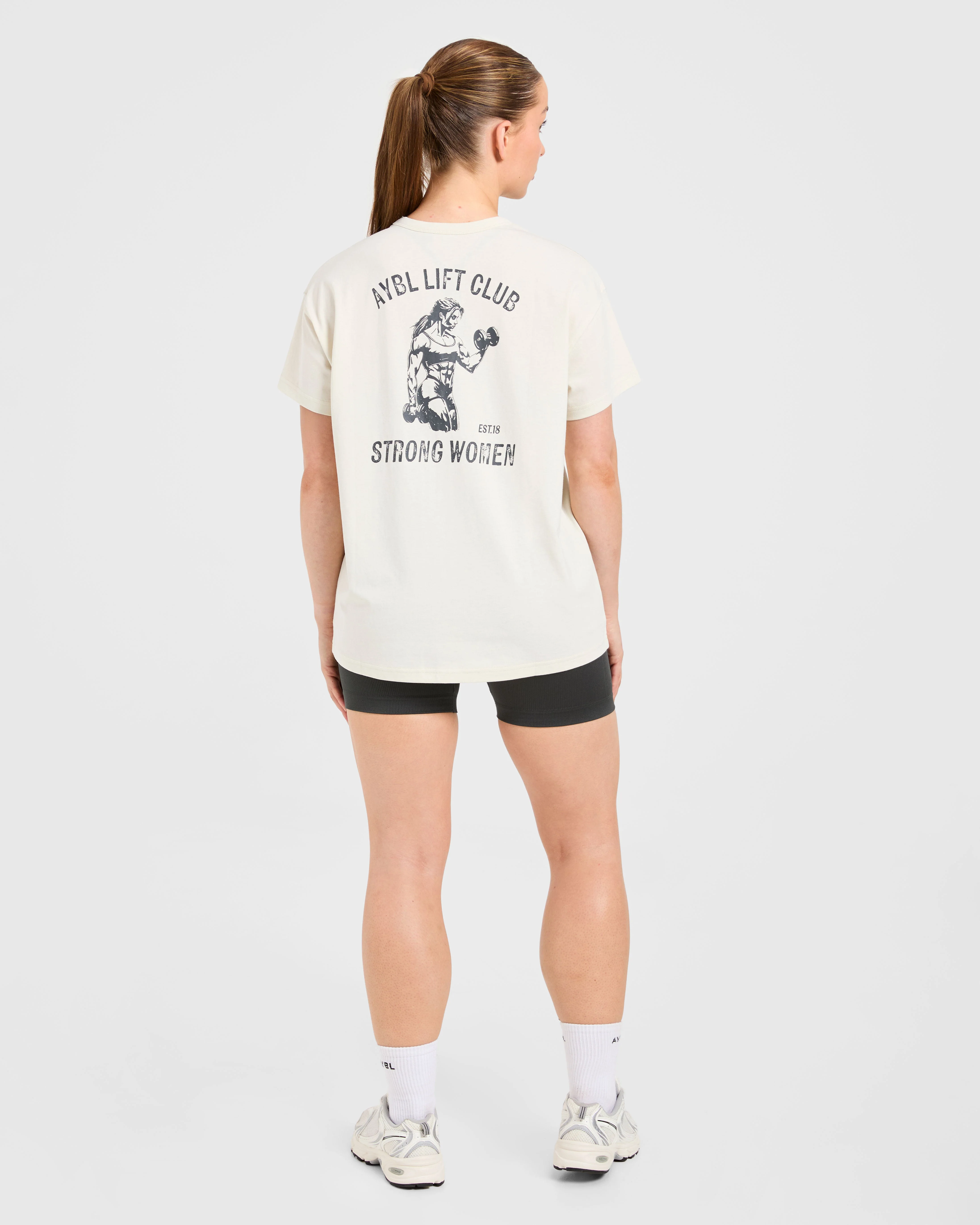 Strong Women Graphic Oversized T Shirt - Beige/Charcoal - Image 4