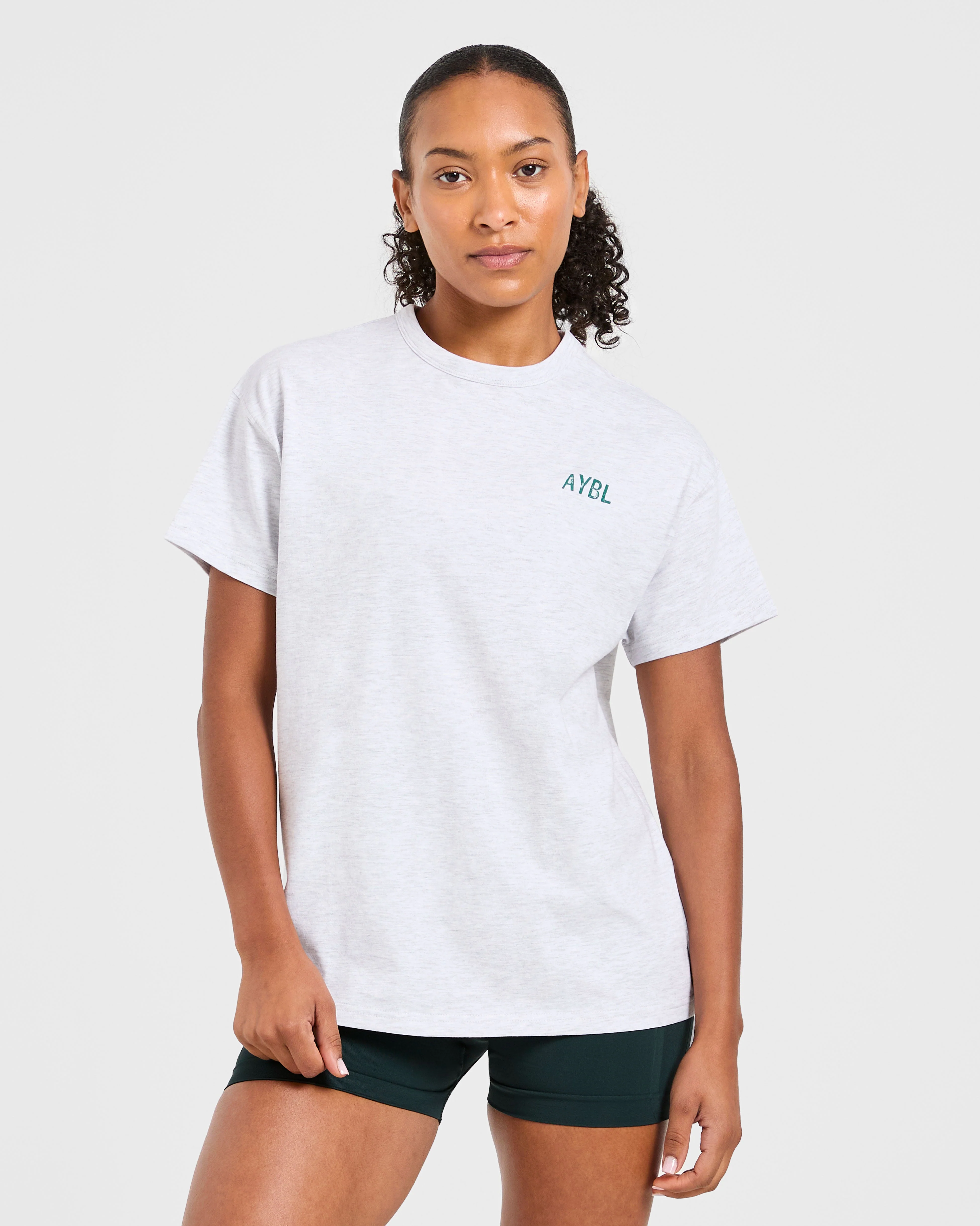Strong Women Graphic Oversized T Shirt - Gris Marl/Vert - Image 2