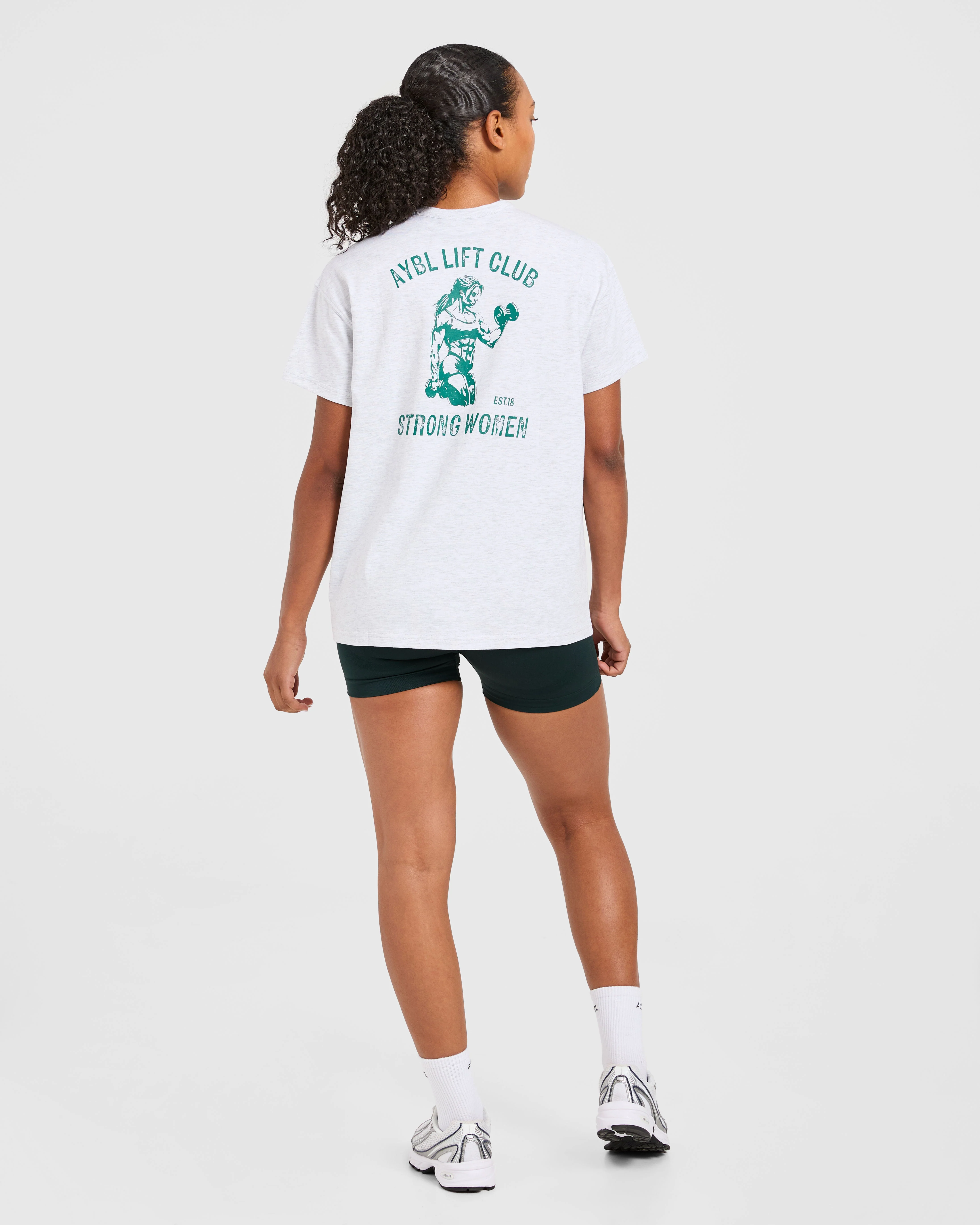 Strong Women Graphic Oversized T Shirt - Gris Marl/Vert - Image 4