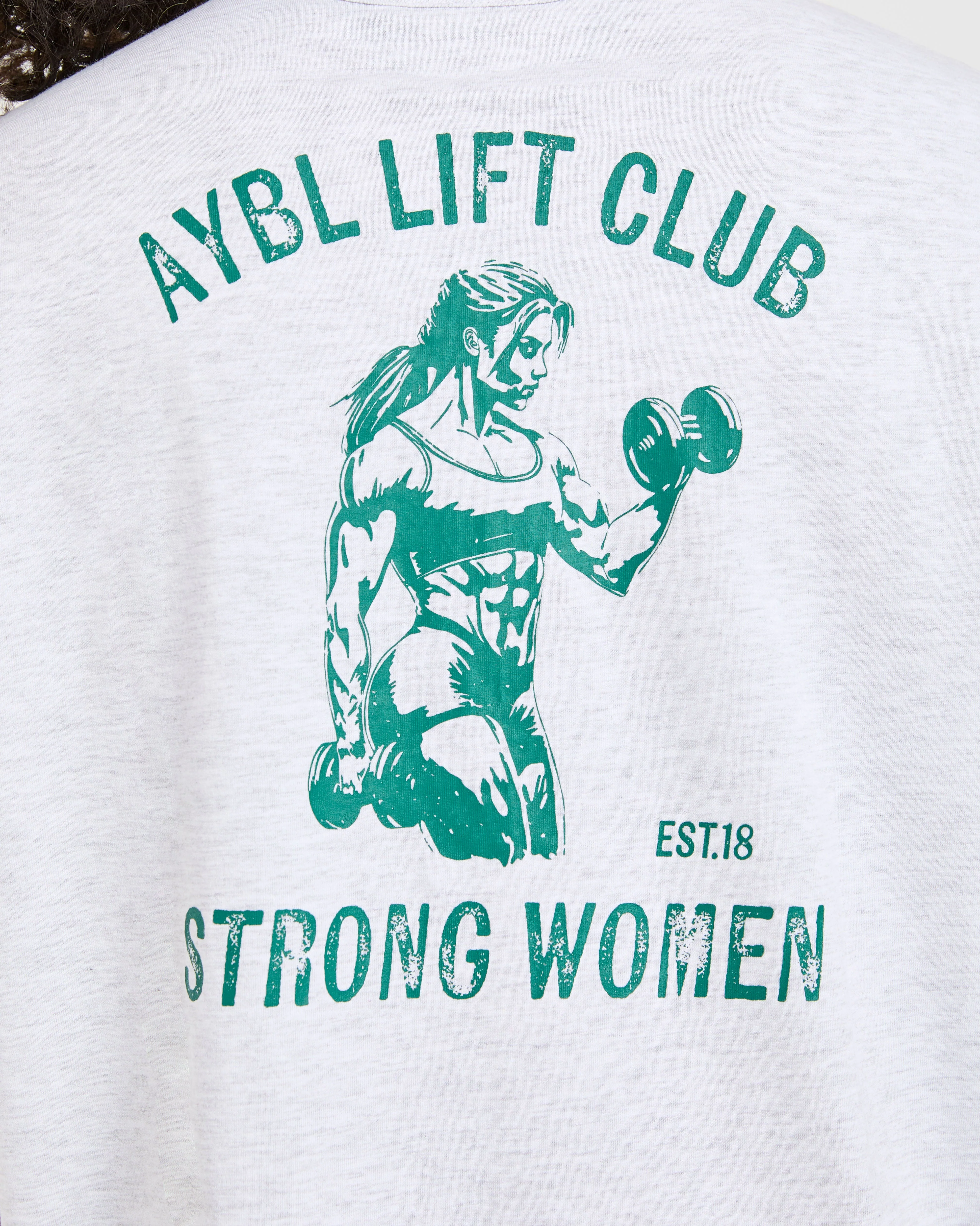 Strong Women Graphic Oversized T Shirt - Gris Marl/Vert - Image 5